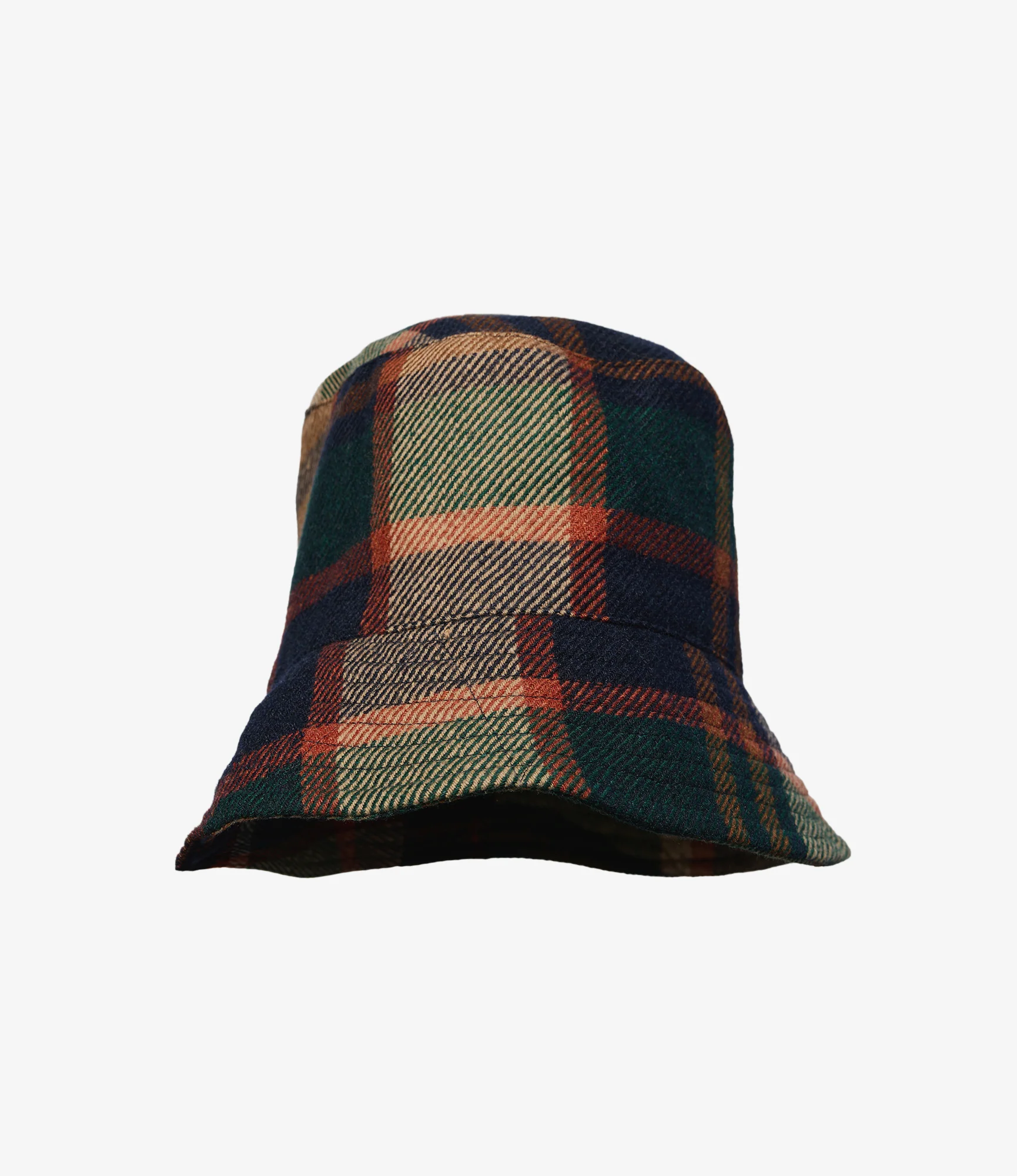 Bucket Hat - Navy/Brown Heavy Wool Plaid