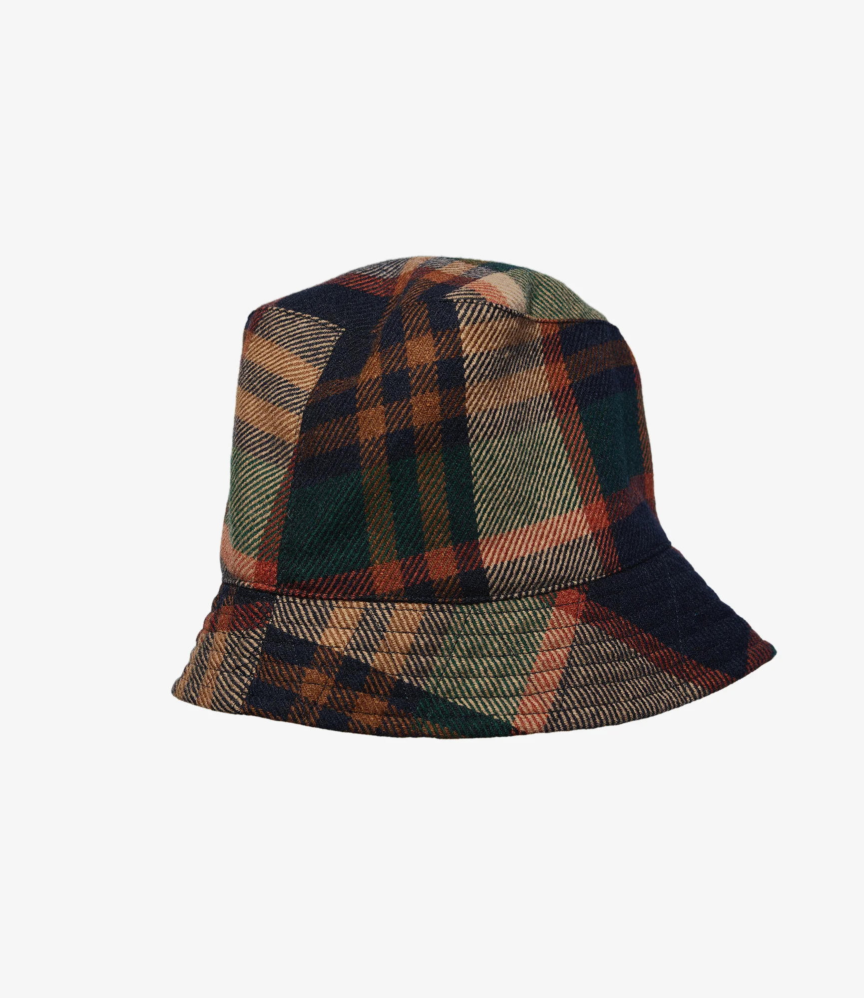 Bucket Hat - Navy/Brown Heavy Wool Plaid