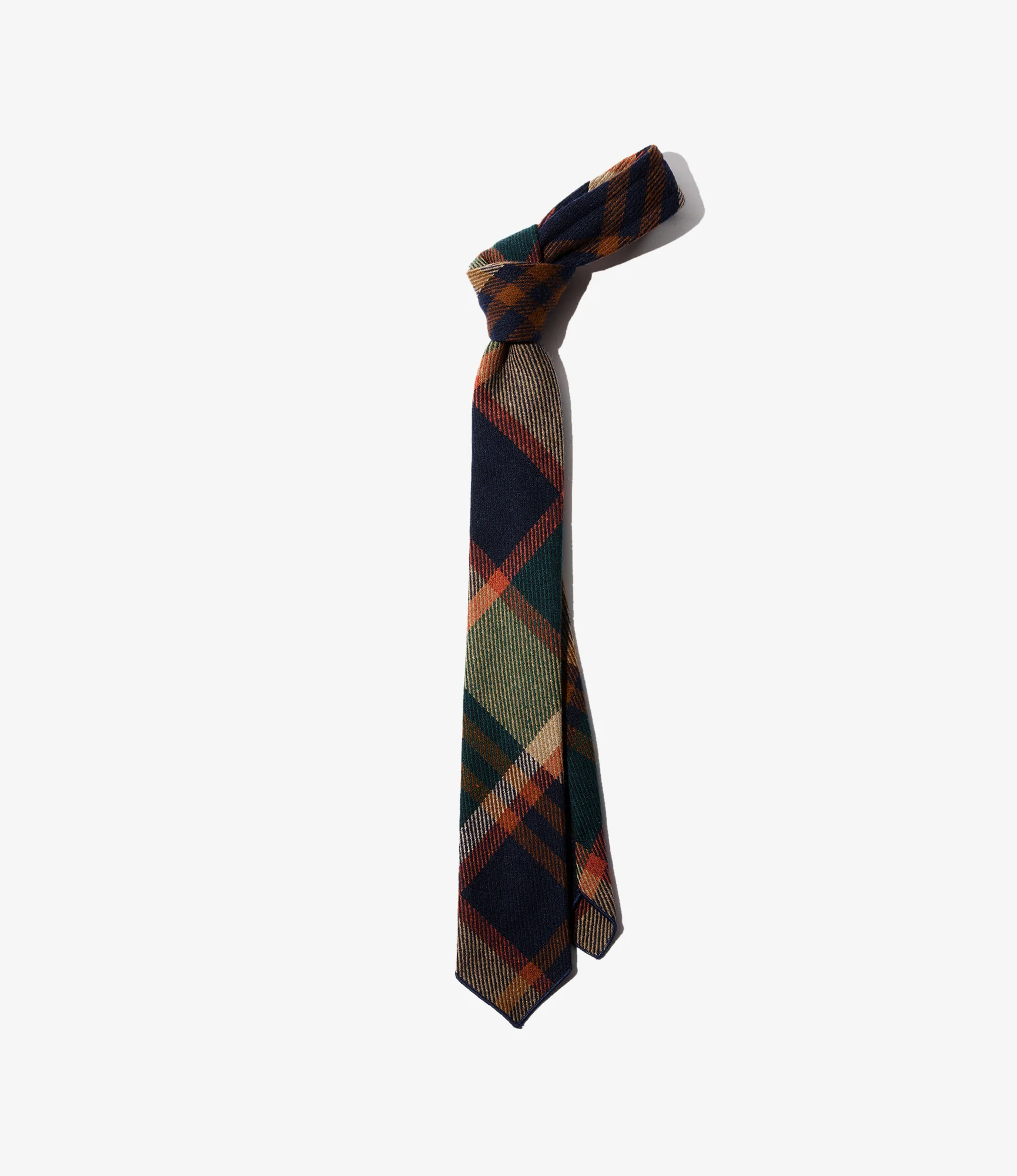 Neck Tie - Navy/Brown Heavy Wool Plaid
