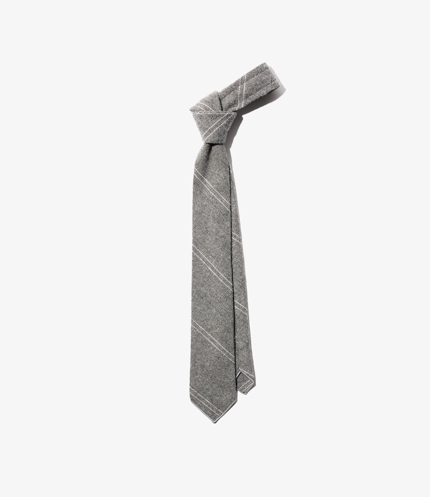 Neck Tie - Lt. Grey Wool Striped HB