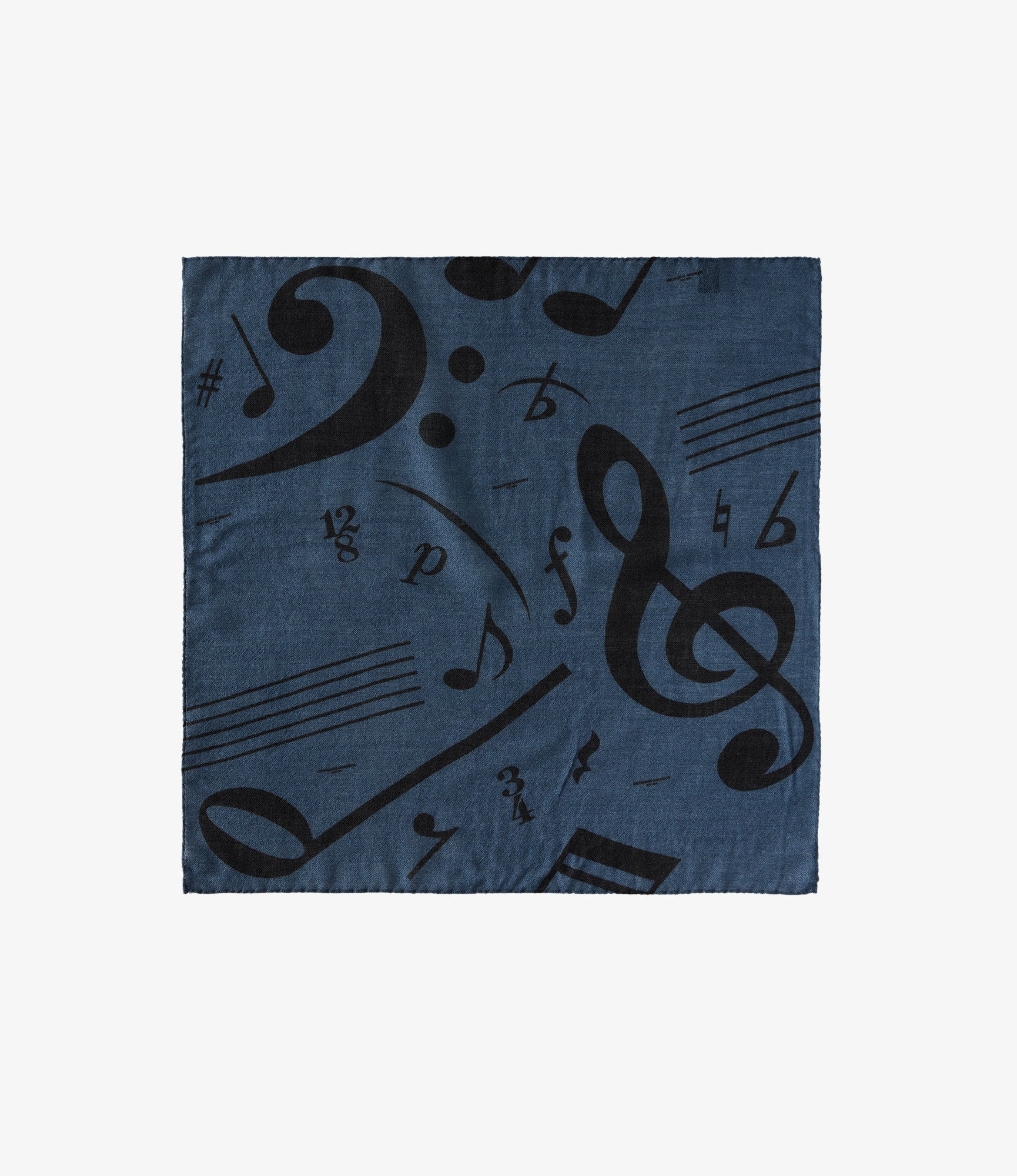 Neckerchief - Blue Wool Music Note Print