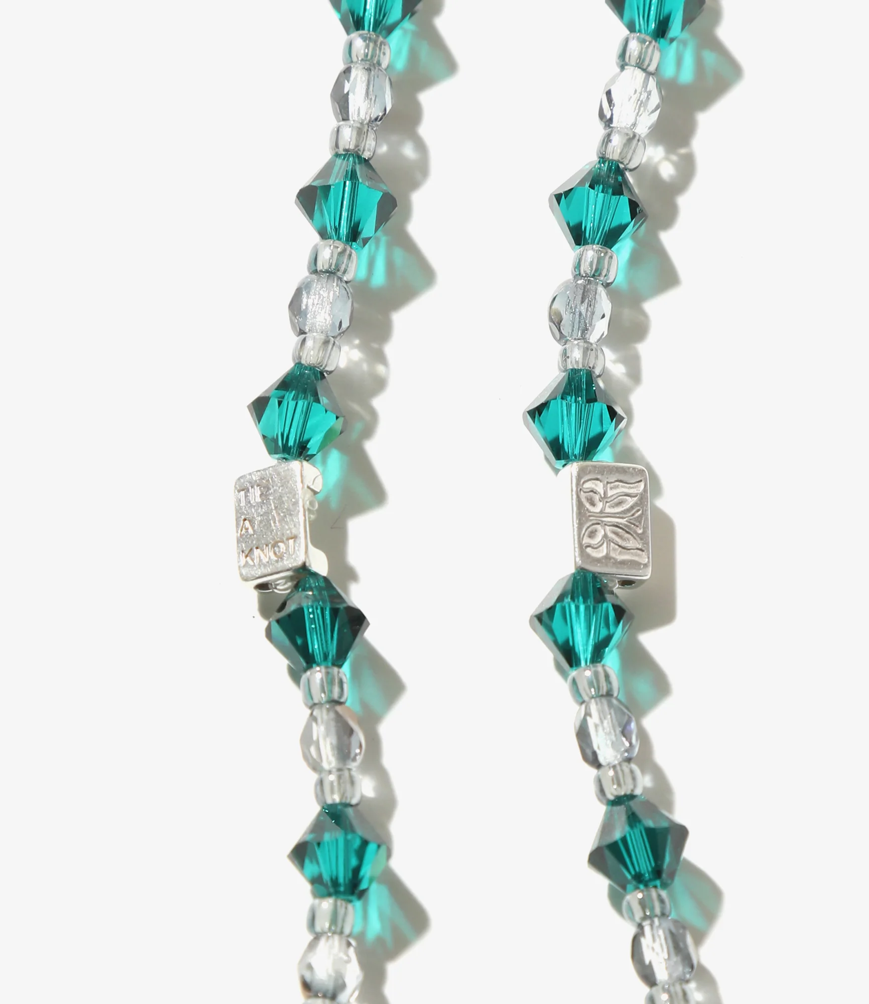 Needles x Tie A Knot - Crystal Beads Long Necklace - Green x Grey