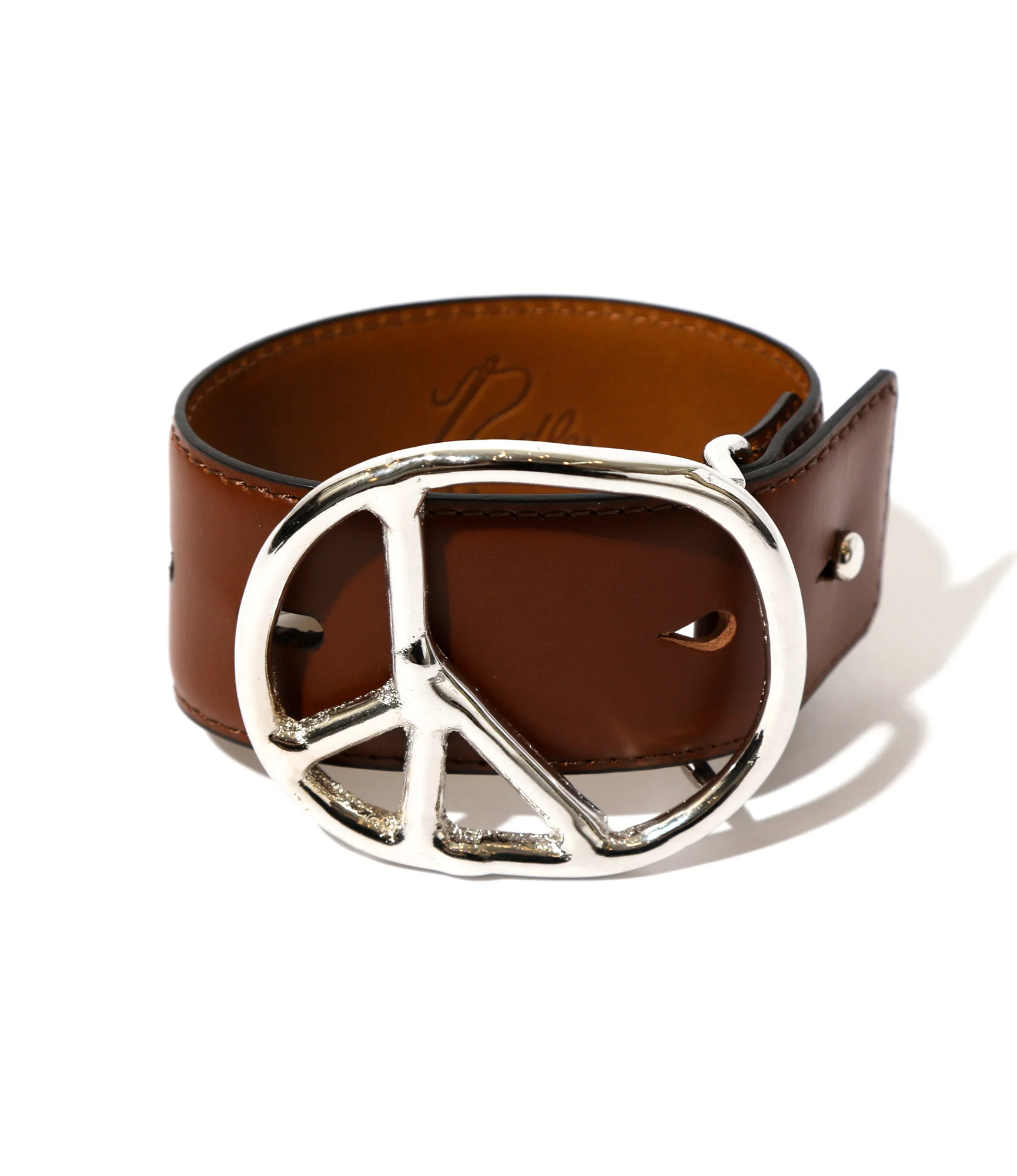 Peace Buckle Bracelet - Brown - Steer Lthr