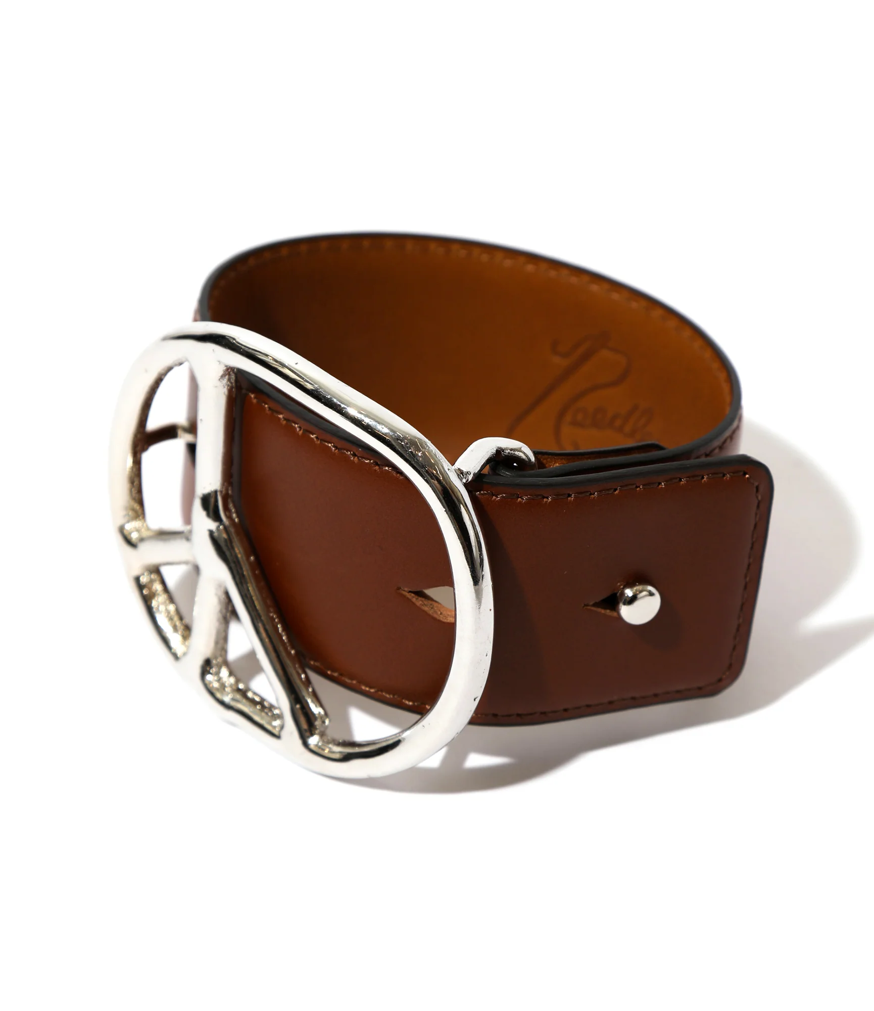 Peace Buckle Bracelet - Brown - Steer Lthr