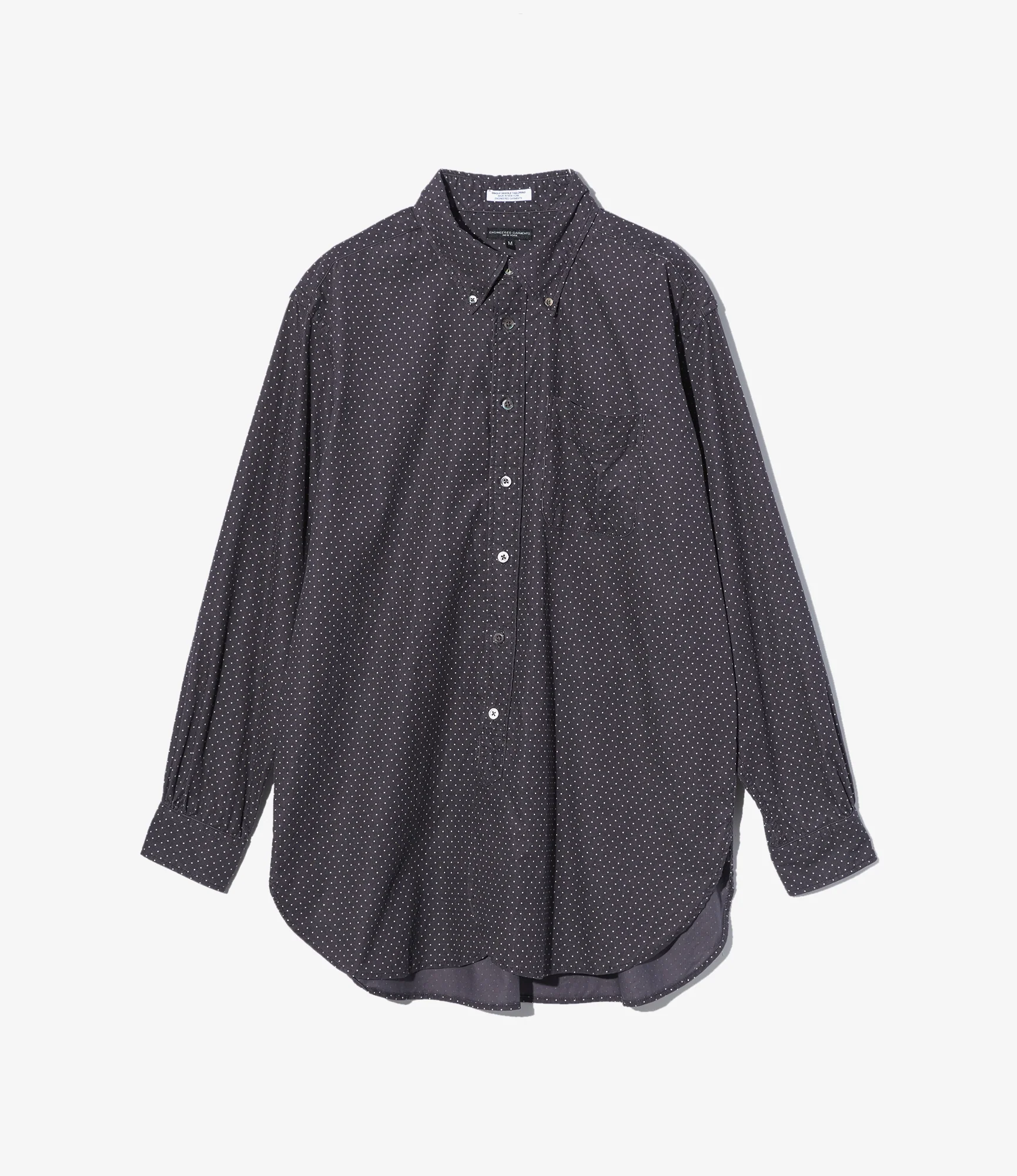 19th Century BD Shirt - Charcoal 21W Corduroy Polka Dot Print