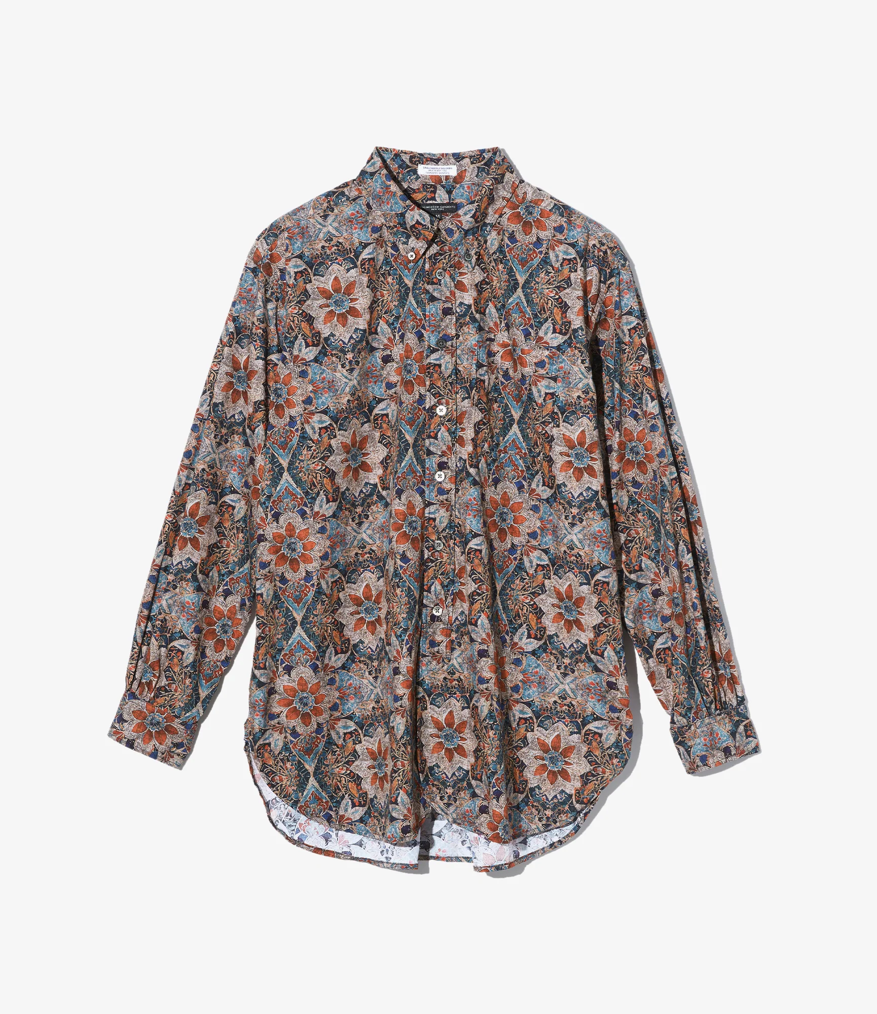19th Century BD Shirt - Orange/Navy Floral Printed Cotton Lawn