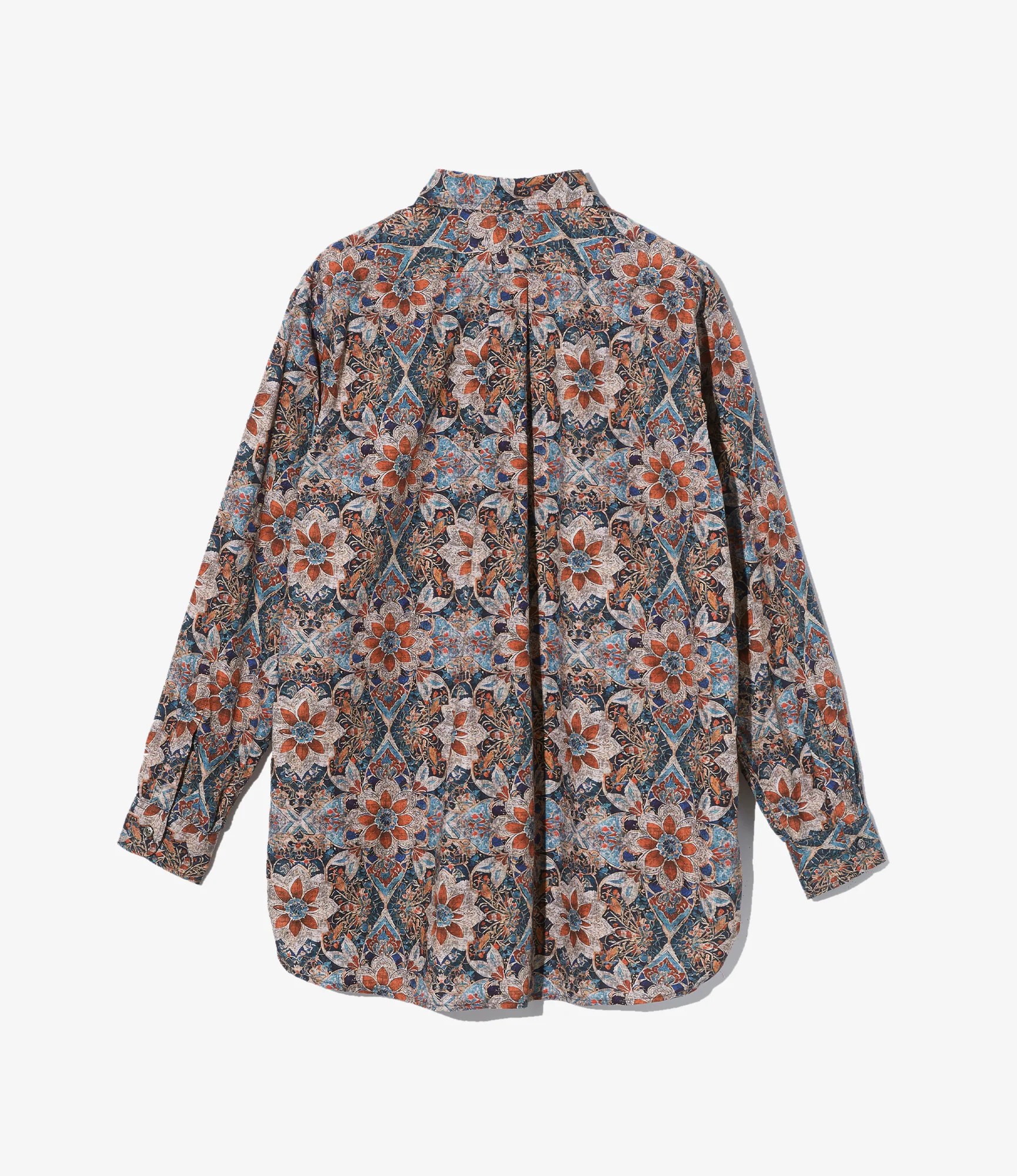 19th Century BD Shirt - Orange/Navy Floral Printed Cotton Lawn