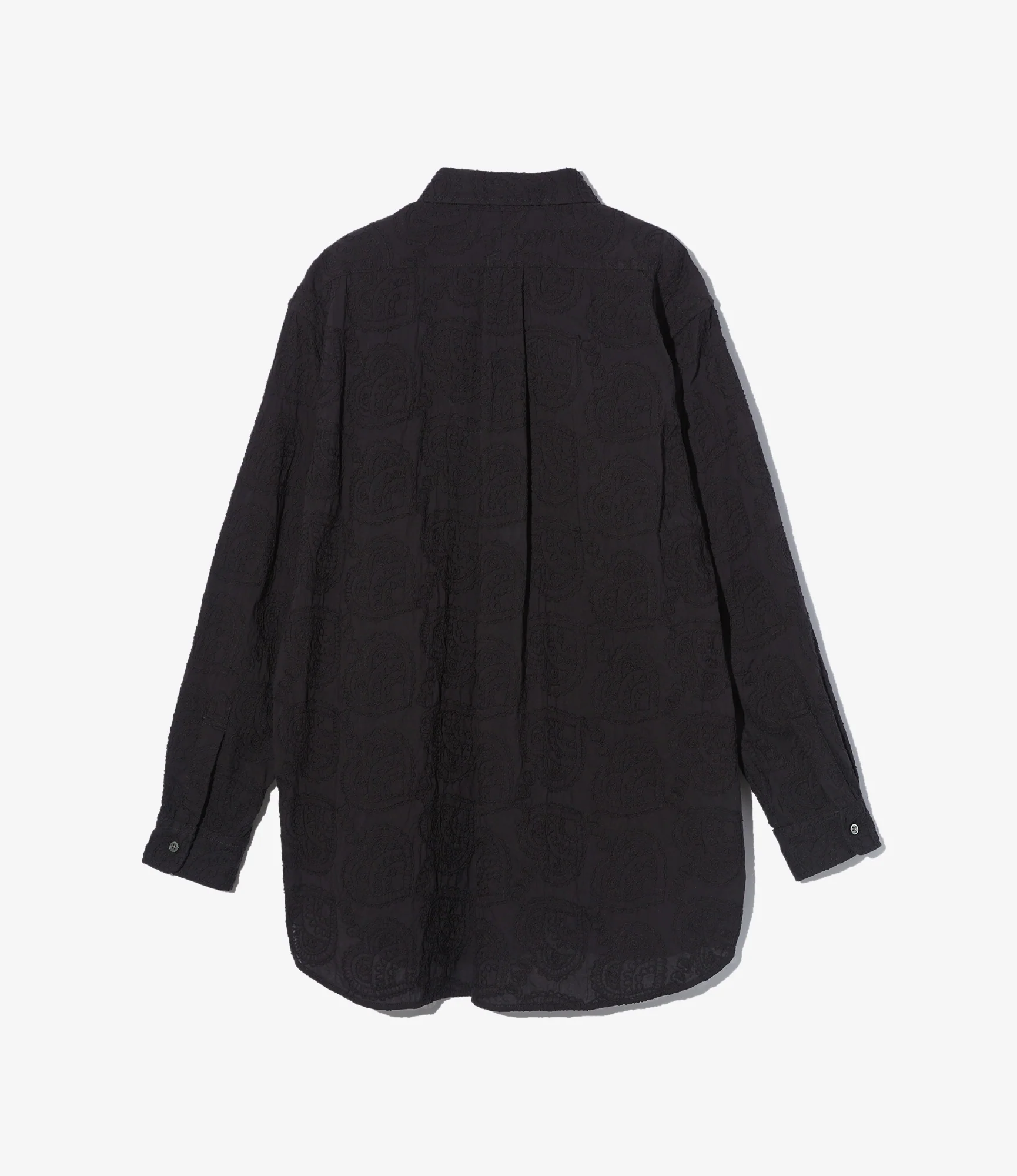 19th Century BD Shirt - Black Cotton Paisley Embroidery