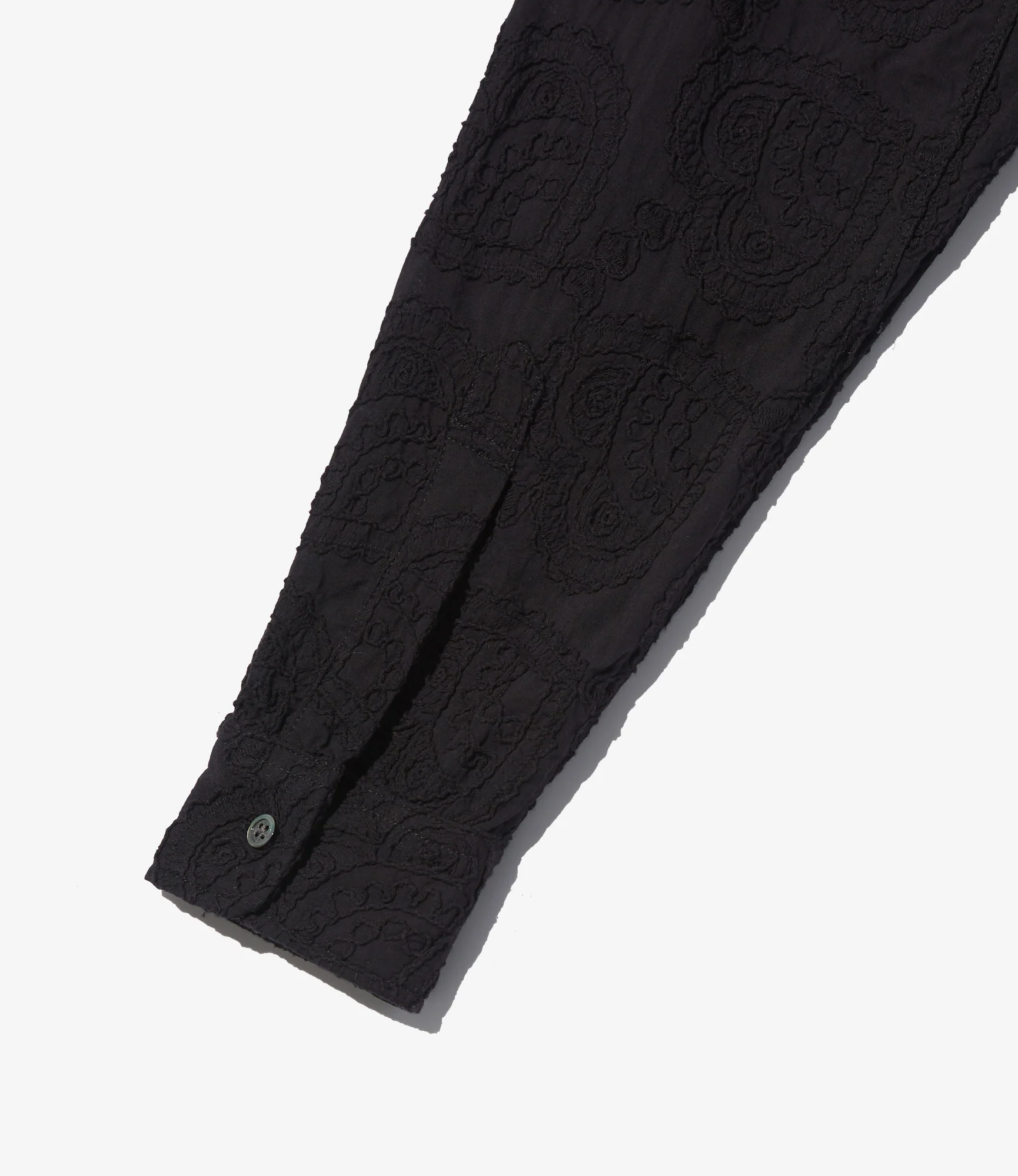 19th Century BD Shirt - Black Cotton Paisley Embroidery