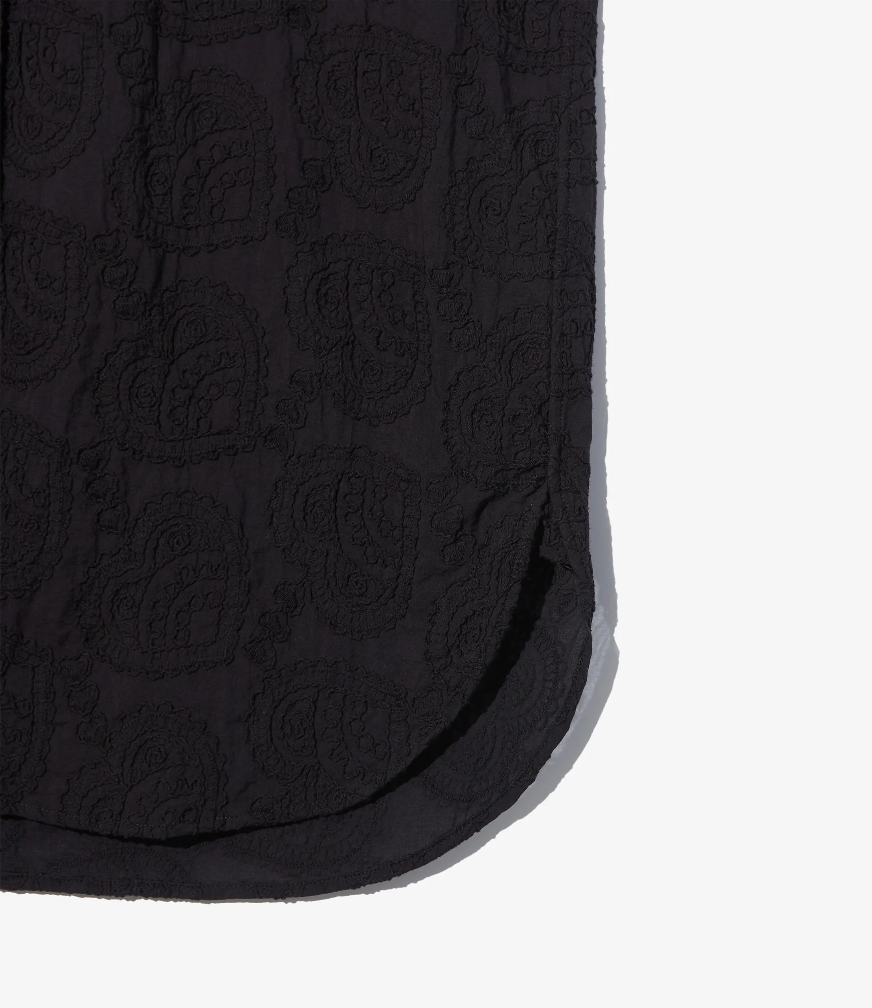 19th Century BD Shirt - Black Cotton Paisley Embroidery