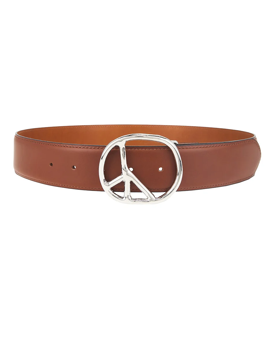 Peace Buckle Belt - Brown - Steer Lthr