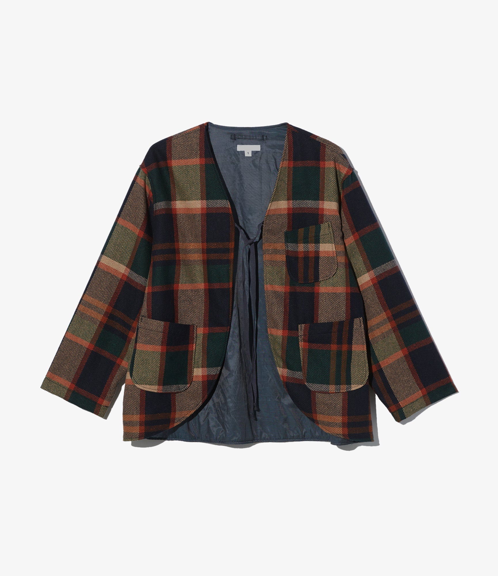 Women's Cutaway Jacket - Navy/Brown Heavy Wool Plaid