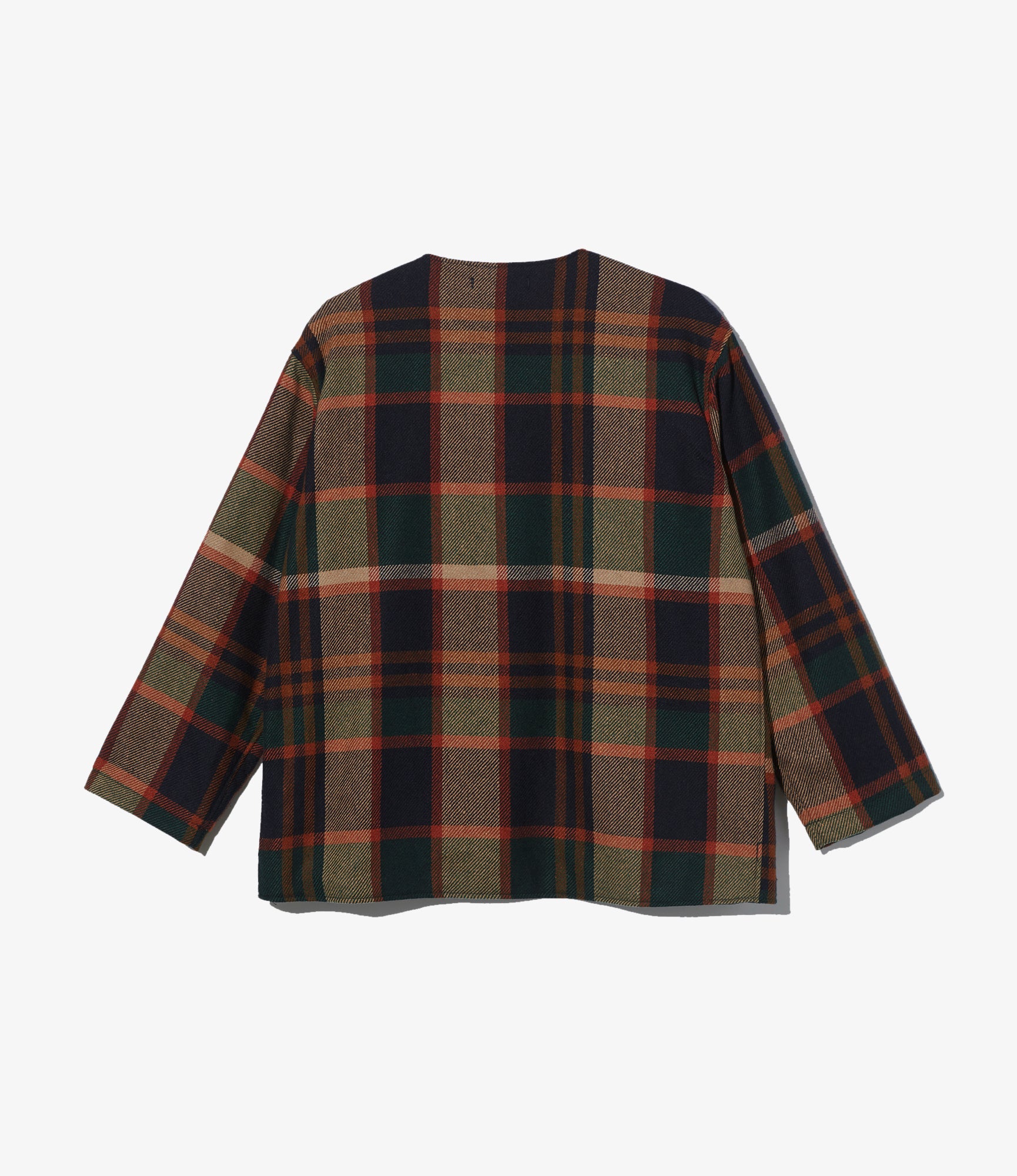 Women's Cutaway Jacket - Navy/Brown Heavy Wool Plaid