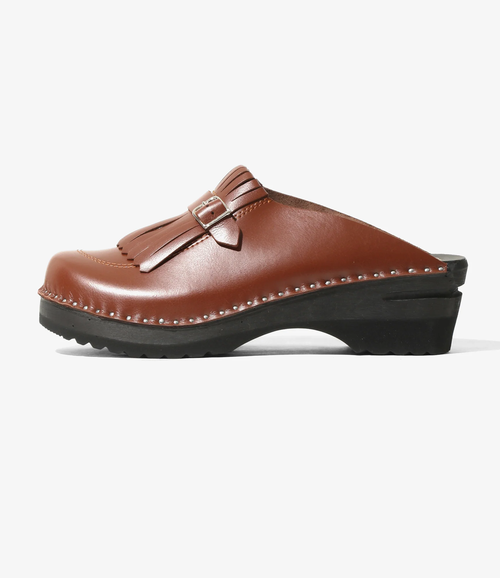 Needles x Troentorp - Kilt Fringe Clog - Rusty Brown / Black Ideal