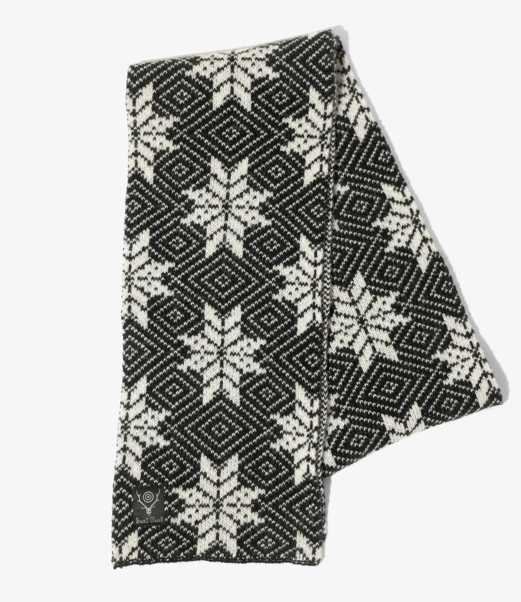 Knit Scarf - Black - Snowflakes