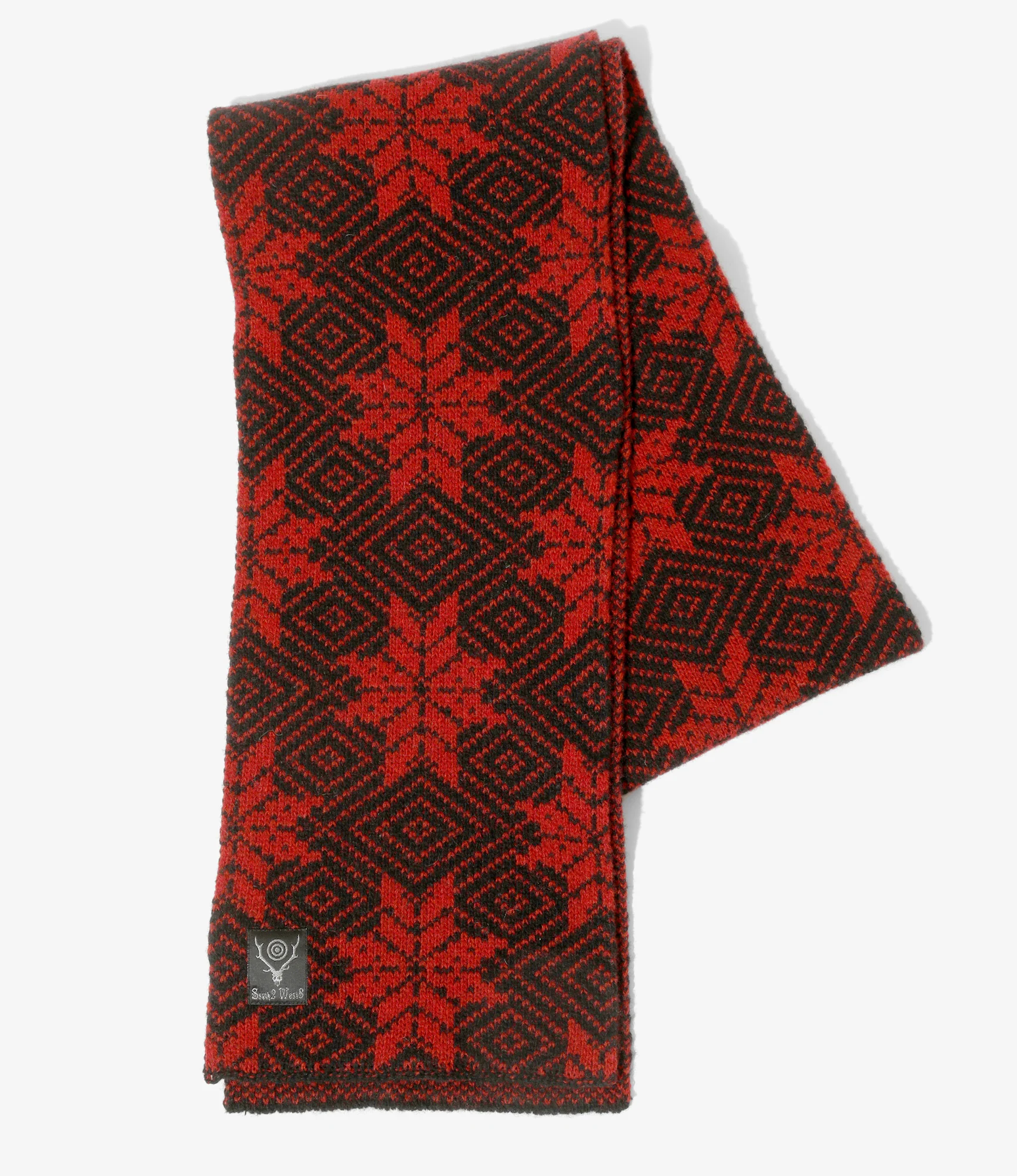 Knit Scarf - Red - Snowflakes