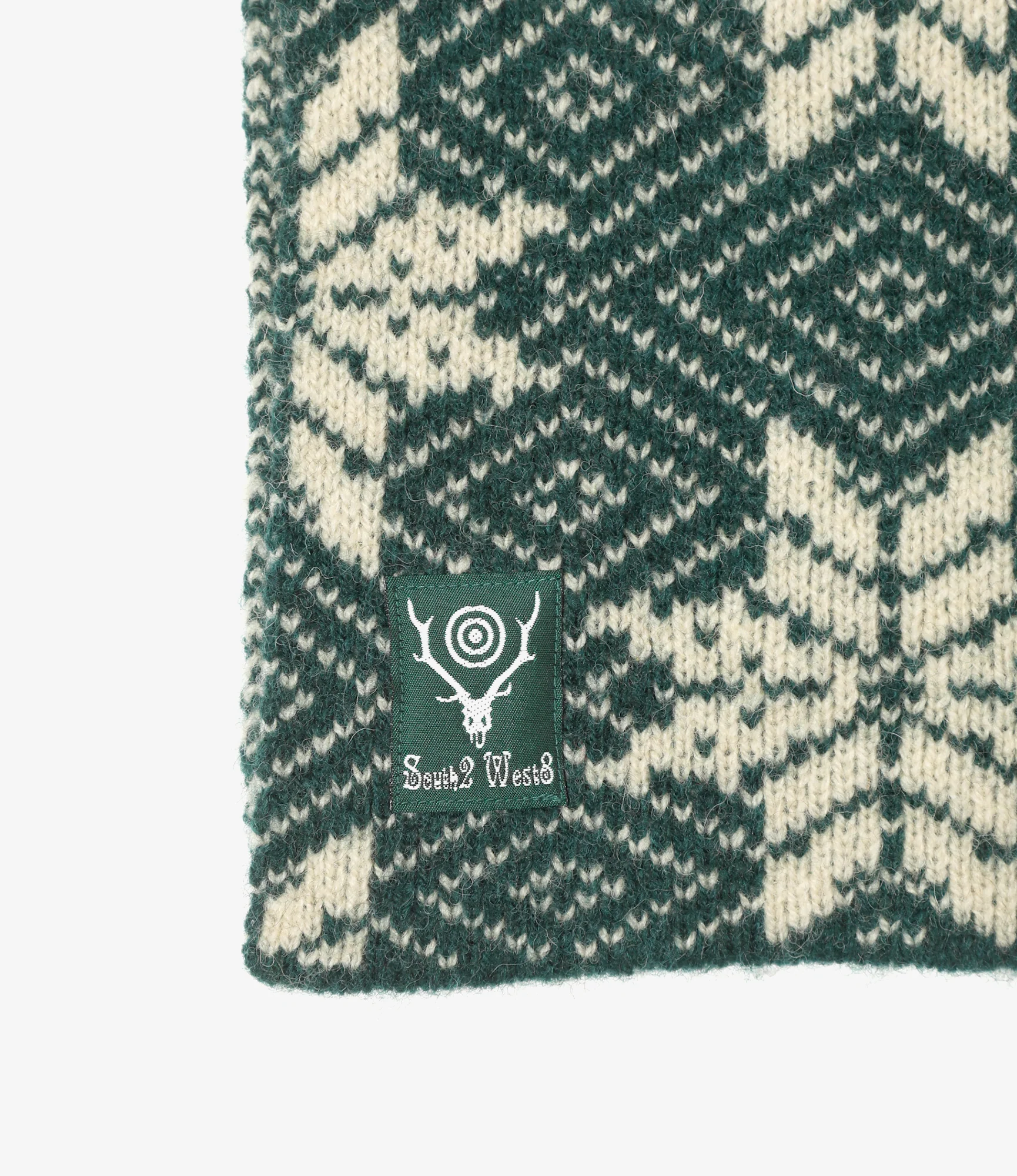 Knit Scarf - Green - Snowflakes
