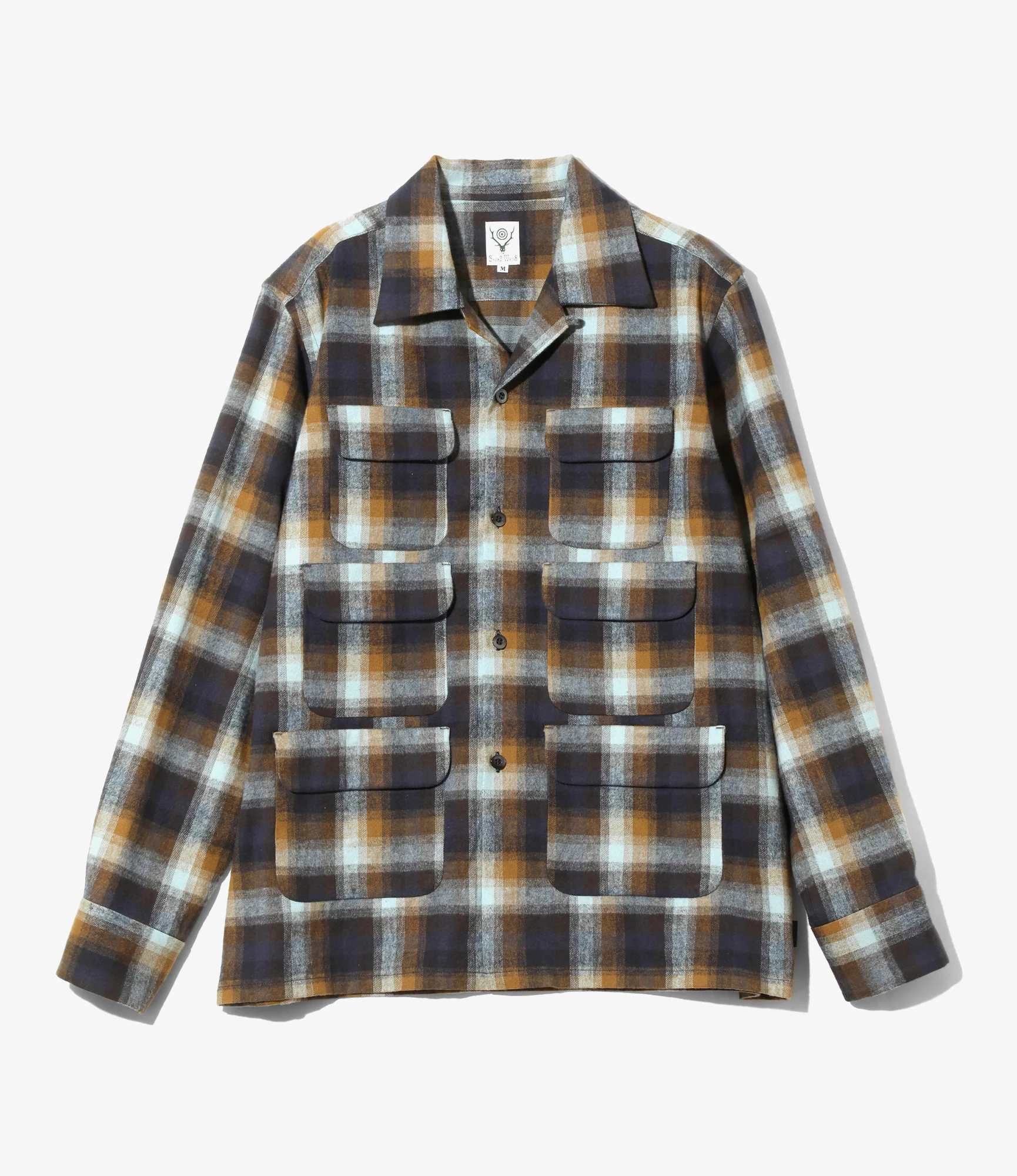 6 Pocket Shirt - Blue - Cotton Plaid