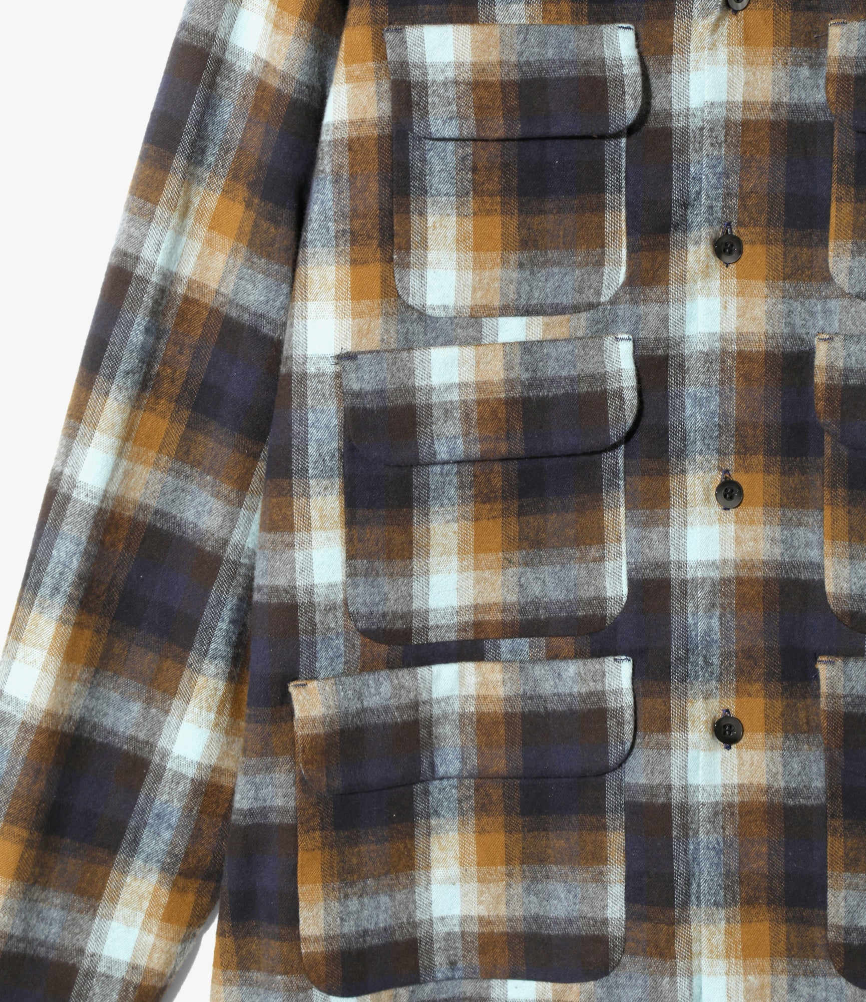 6 Pocket Shirt - Blue - Cotton Plaid