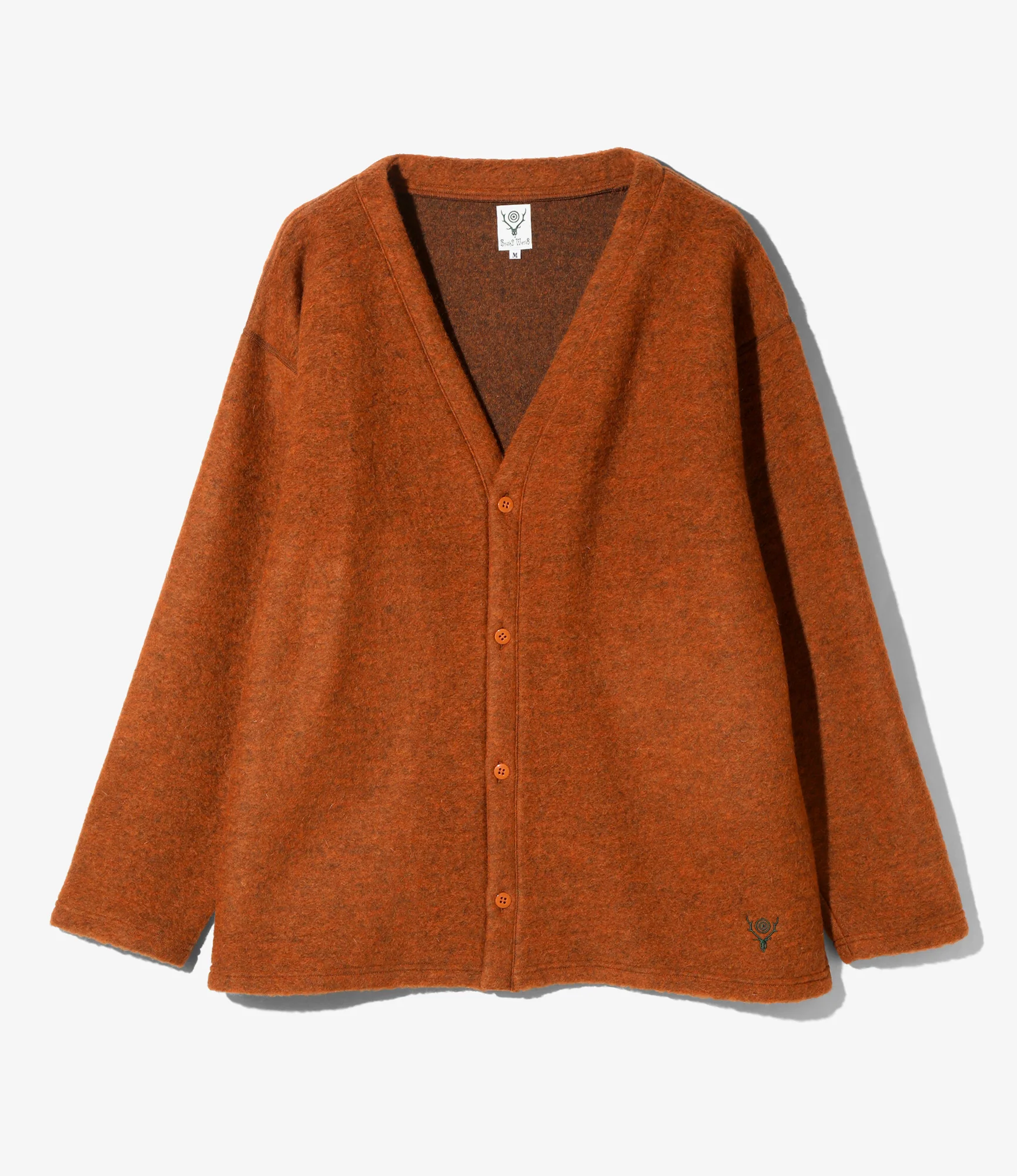 S.S. V Neck Cardigan - Orange - W/PE Boiled Jersey