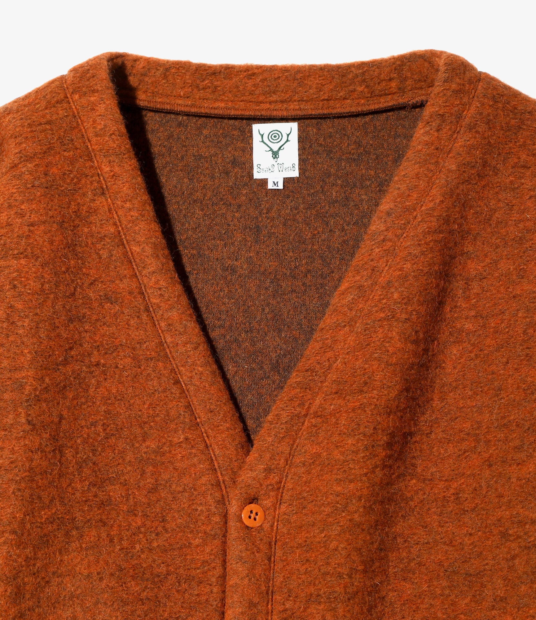 S.S. V Neck Cardigan - Orange - W/PE Boiled Jersey