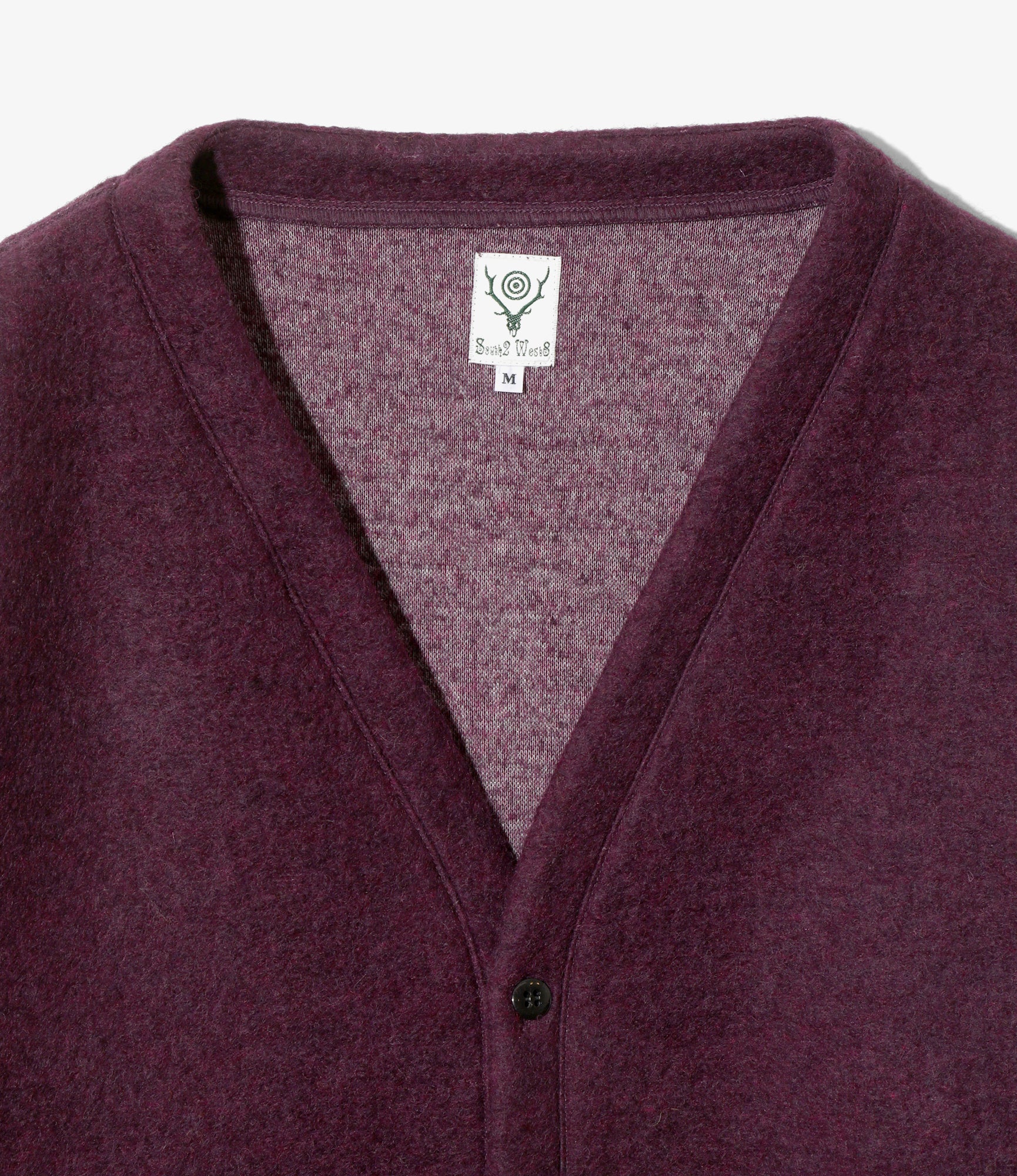 S.S. V Neck Cardigan - Purple - W/PE Boiled Jersey