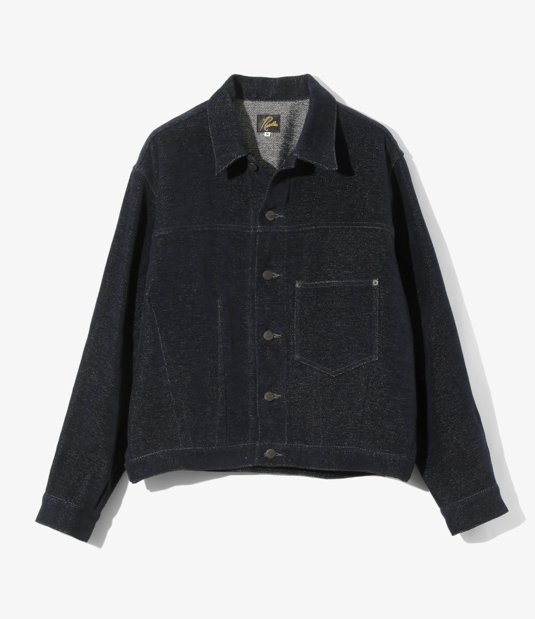 Women's Darts Bottom Jean Jacket - Navy - Cotton / Washi Chenille