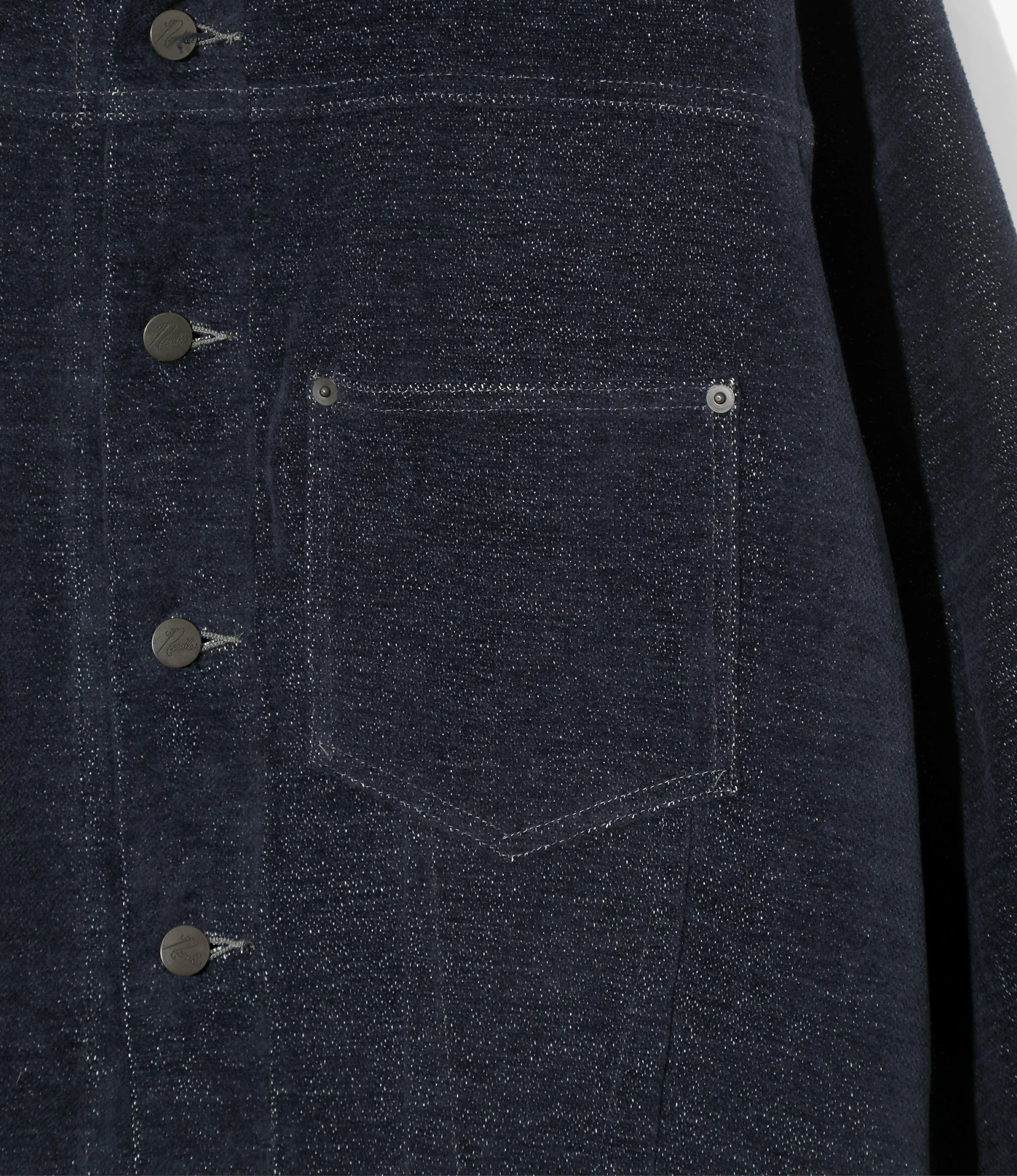 Women's Darts Bottom Jean Jacket - Navy - Cotton / Washi Chenille