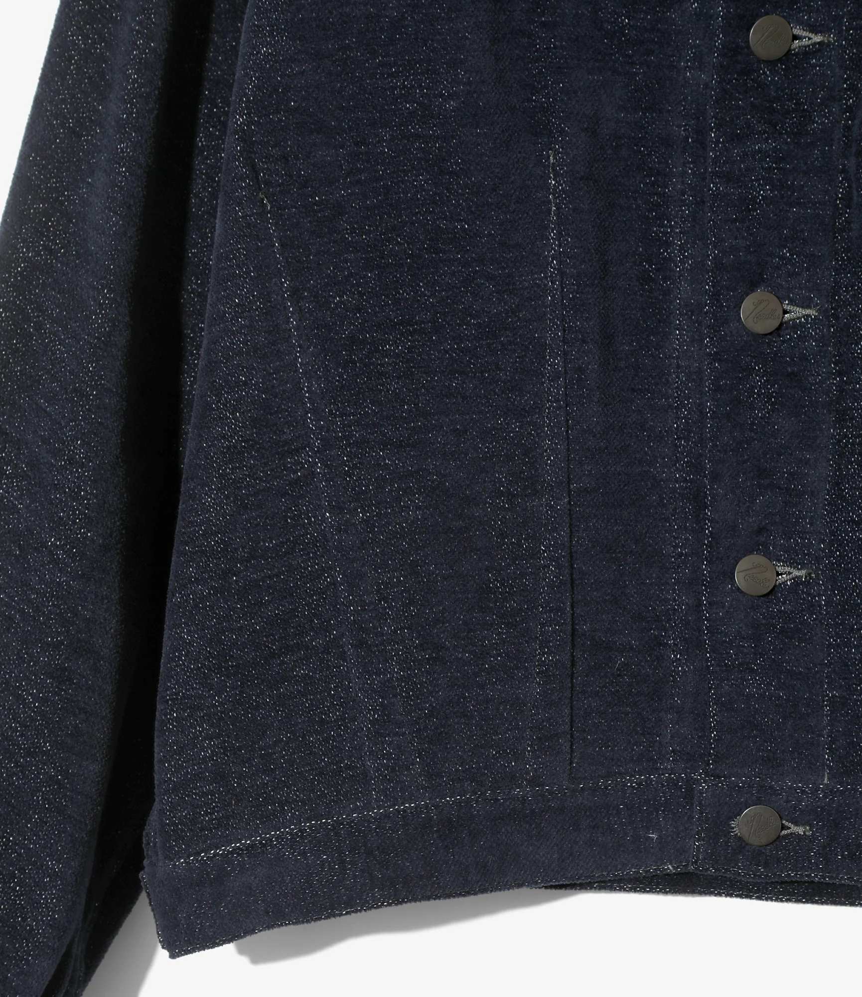 Women's Darts Bottom Jean Jacket - Navy - Cotton / Washi Chenille