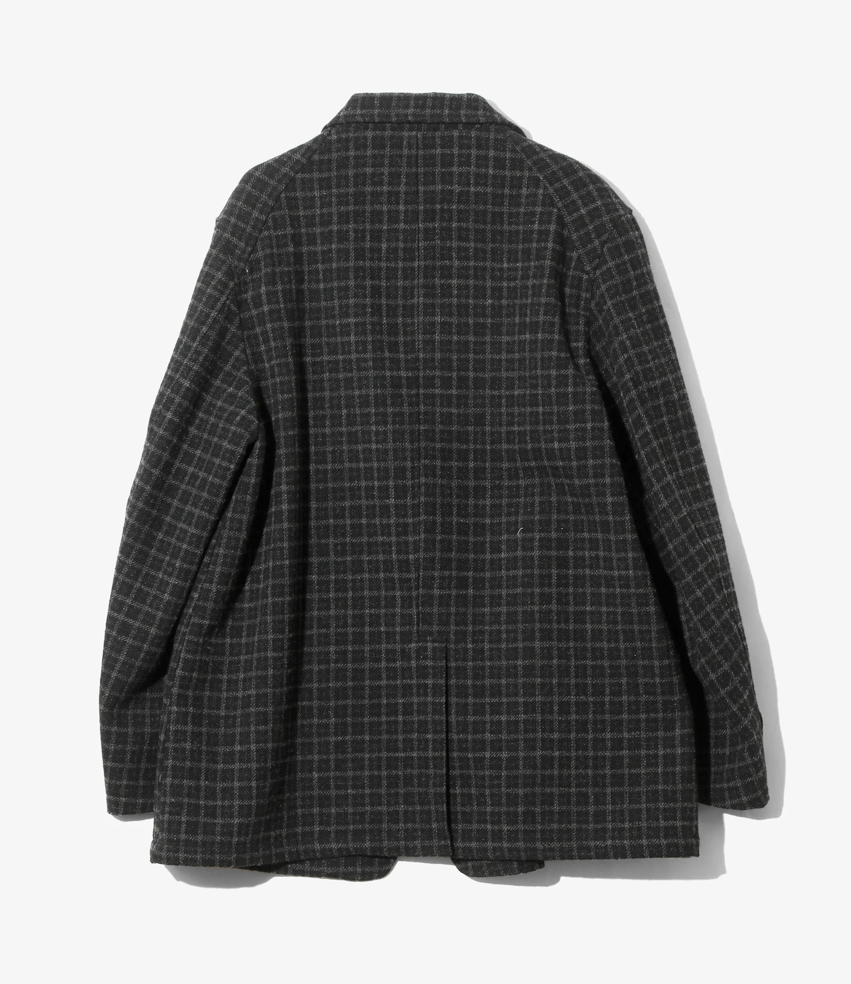 Women's Pin Lapel Blazer - Charcoal - Wool Tweed Plaid