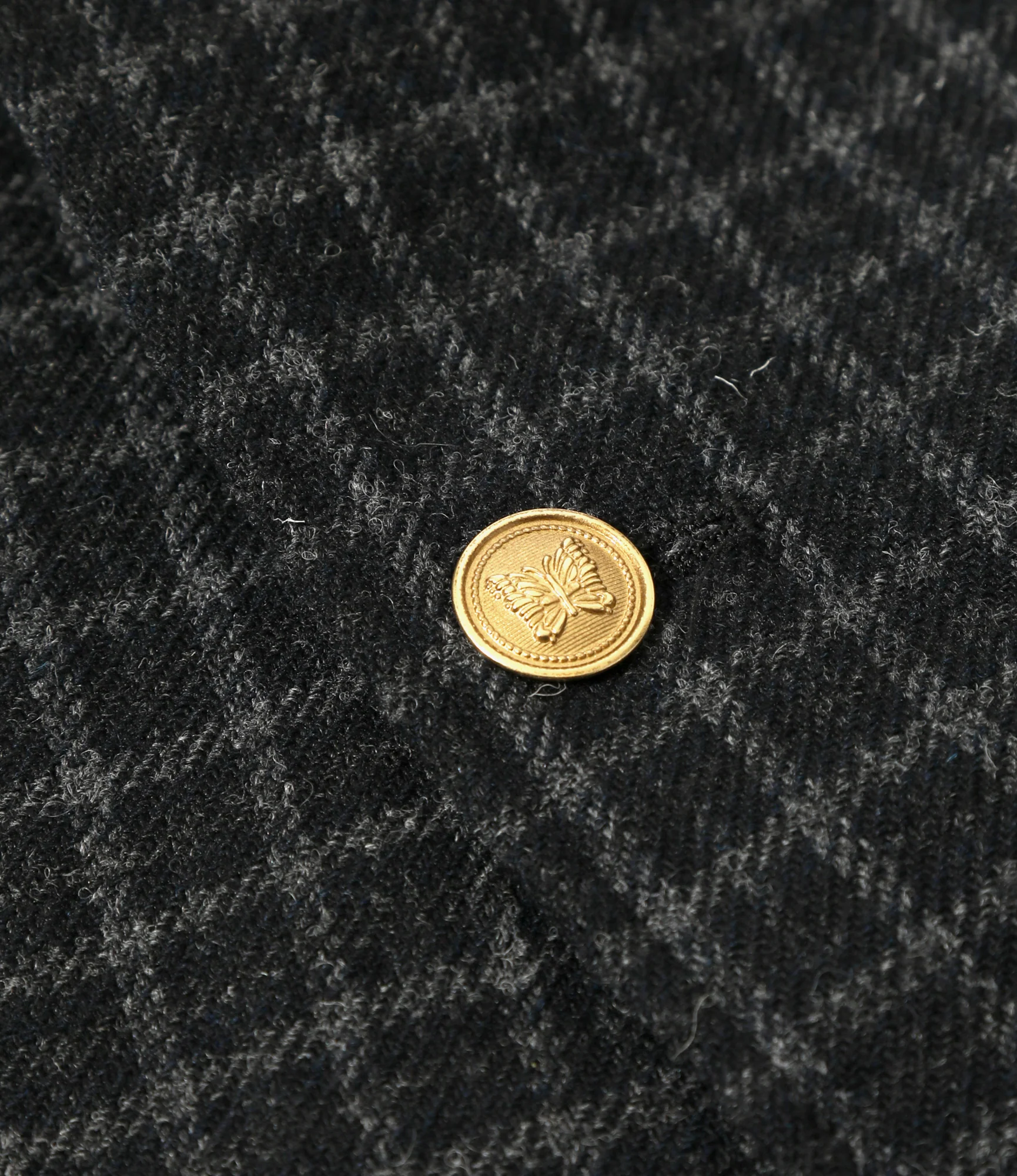 Women's Pin Lapel Blazer - Charcoal - Wool Tweed Plaid