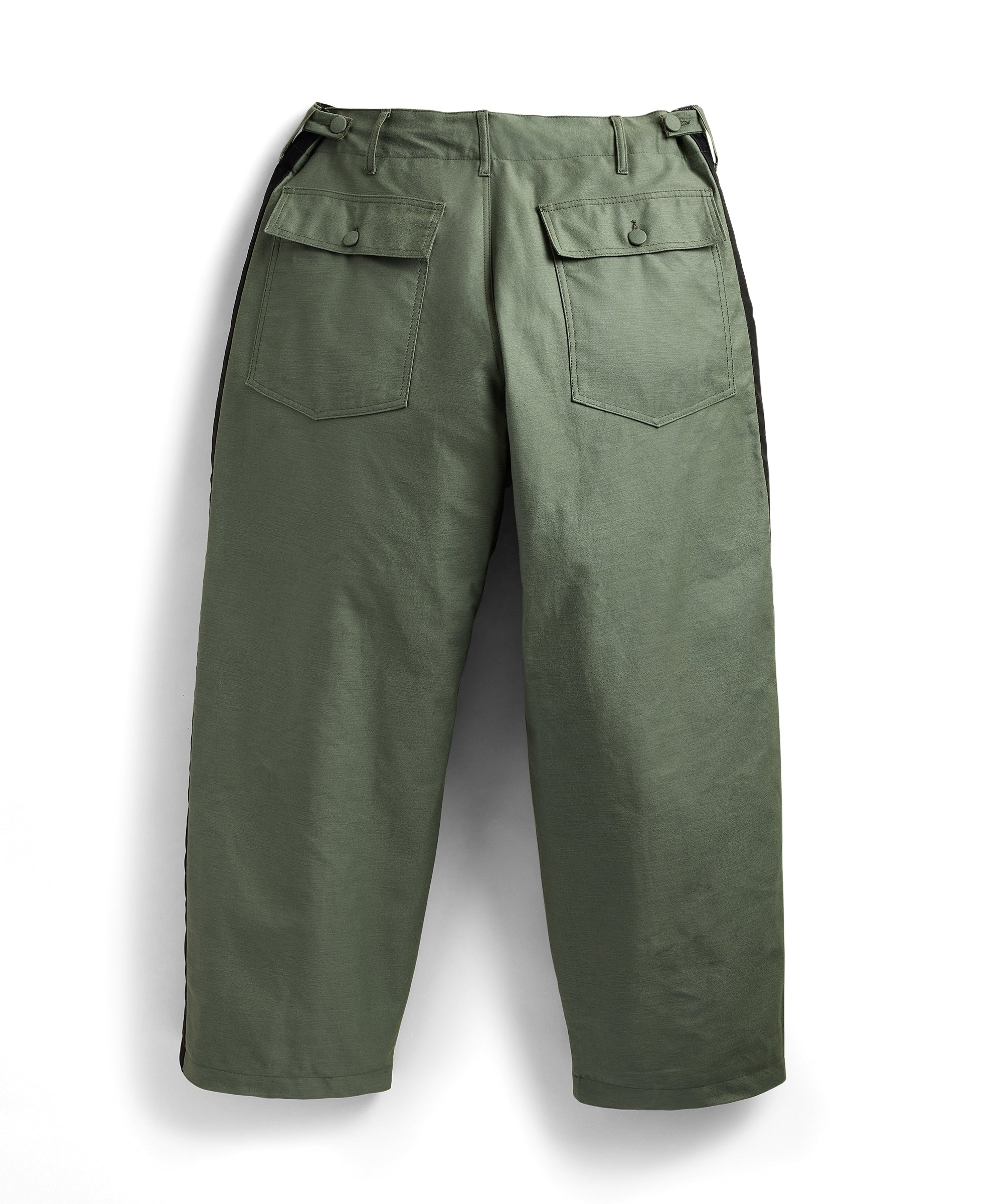 Engineered Garments x Brooks Brothers - Oversized Side Stripe Wide Fatigue Pant - Olive Sateen