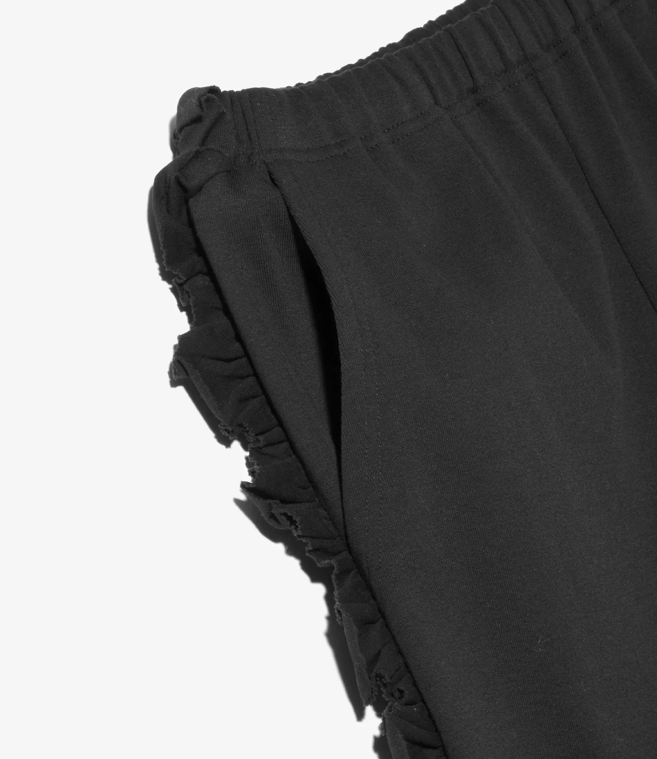 Swallow Frill Side Pants - Black
