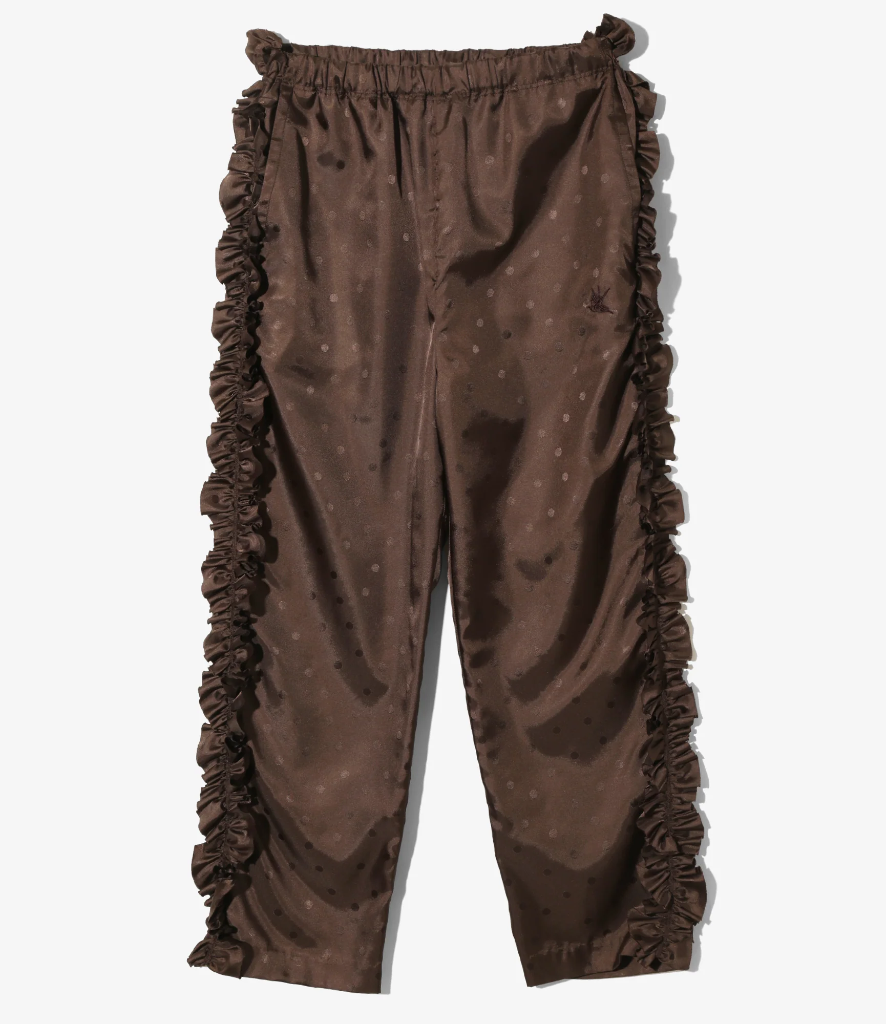 Frill Side Pants - Brown - Jacquard