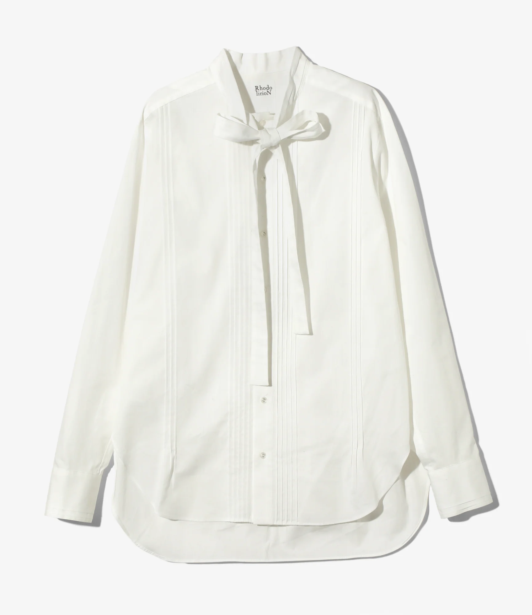 Ribbon Tie Blouse - Off White - Solid＆Leopard