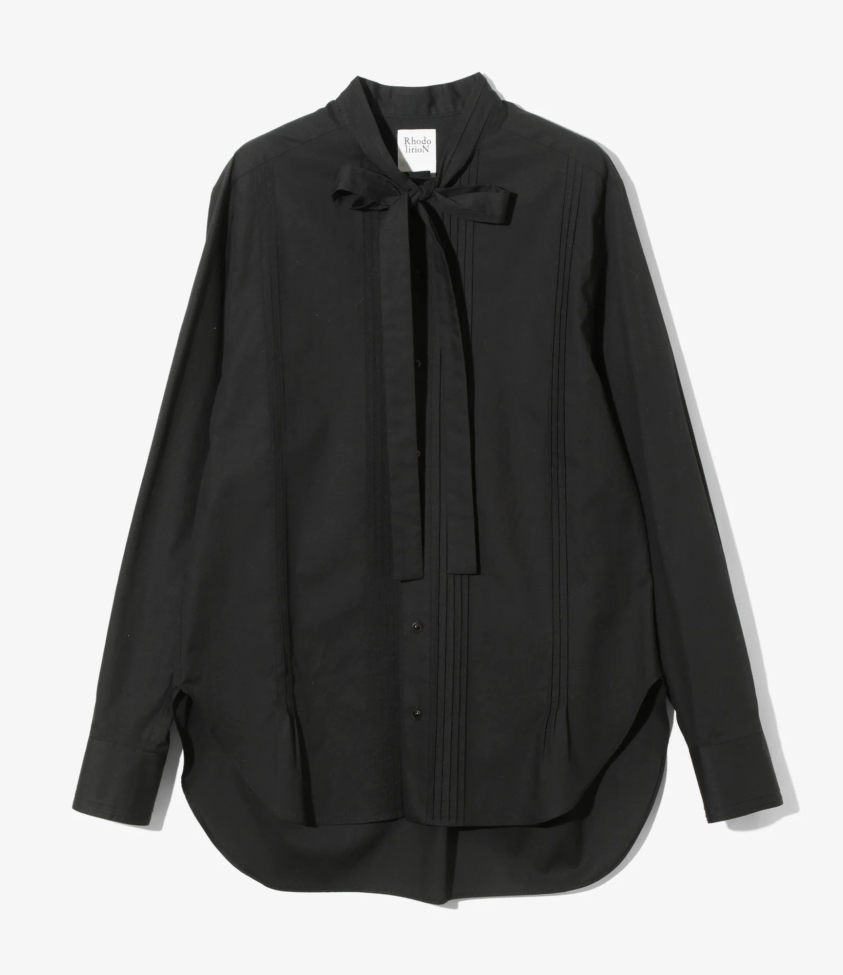 Ribbon Tie Blouse - Black - Solid＆Leopard