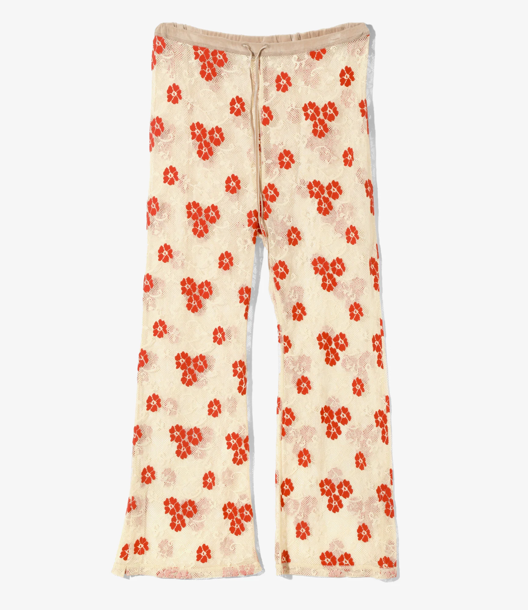 Slit Flare Pants - Ivory - Flower Lace