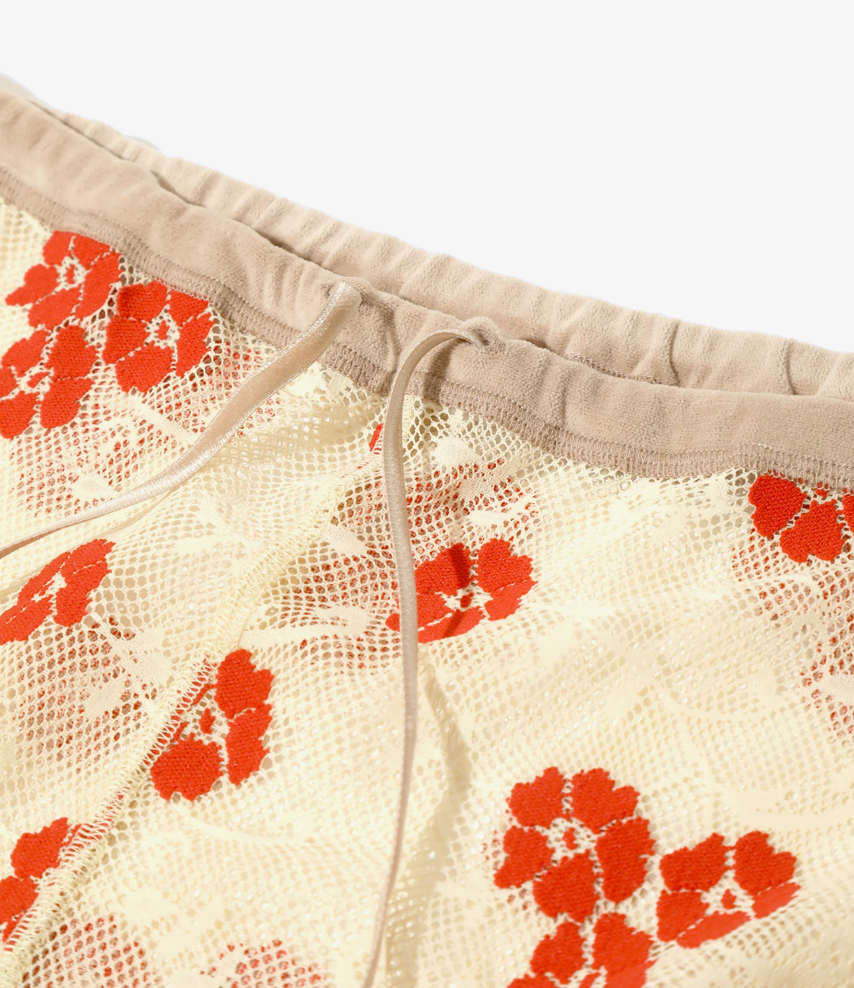 Slit Flare Pants - Ivory - Flower Lace