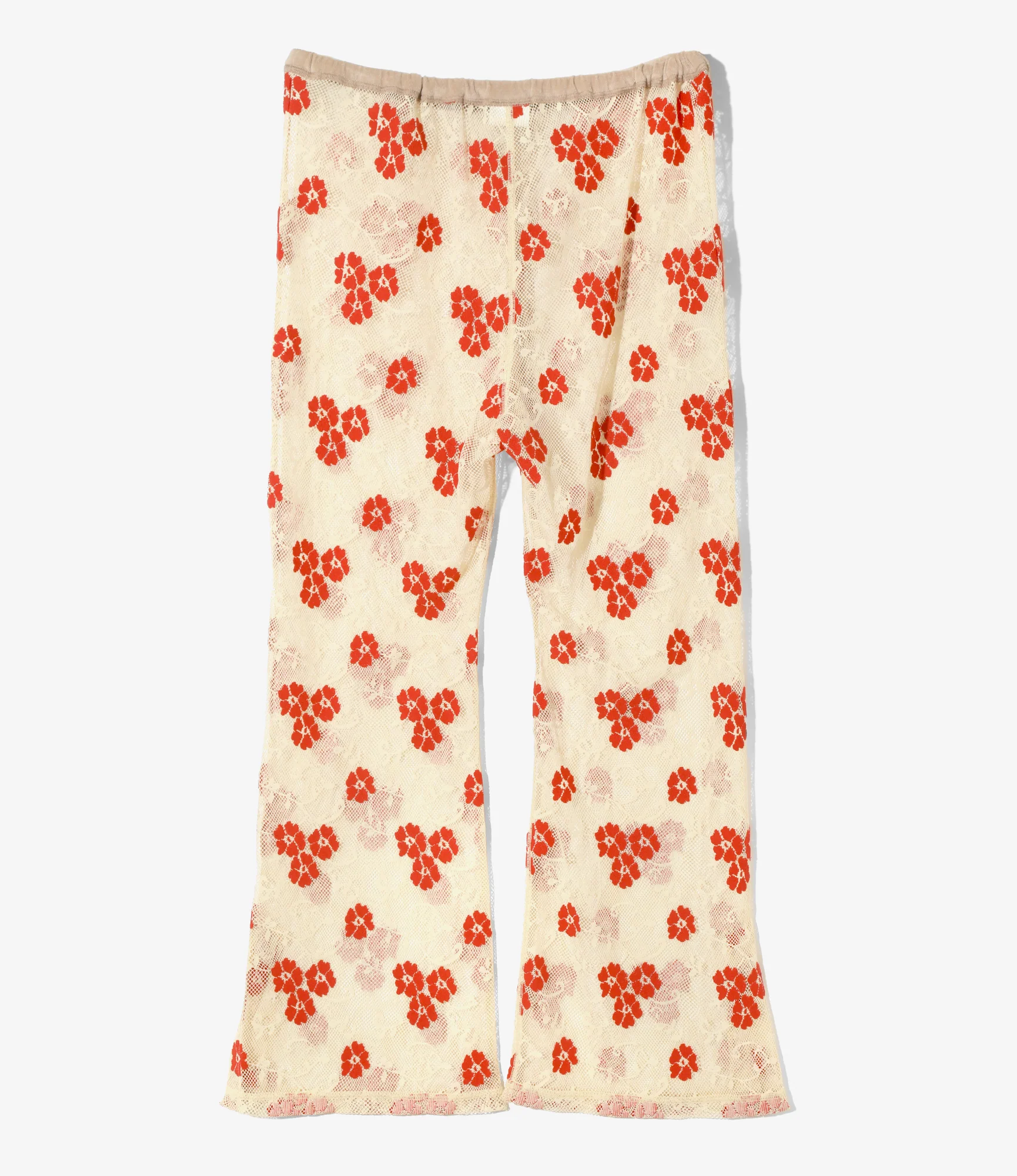 Slit Flare Pants - Ivory - Flower Lace