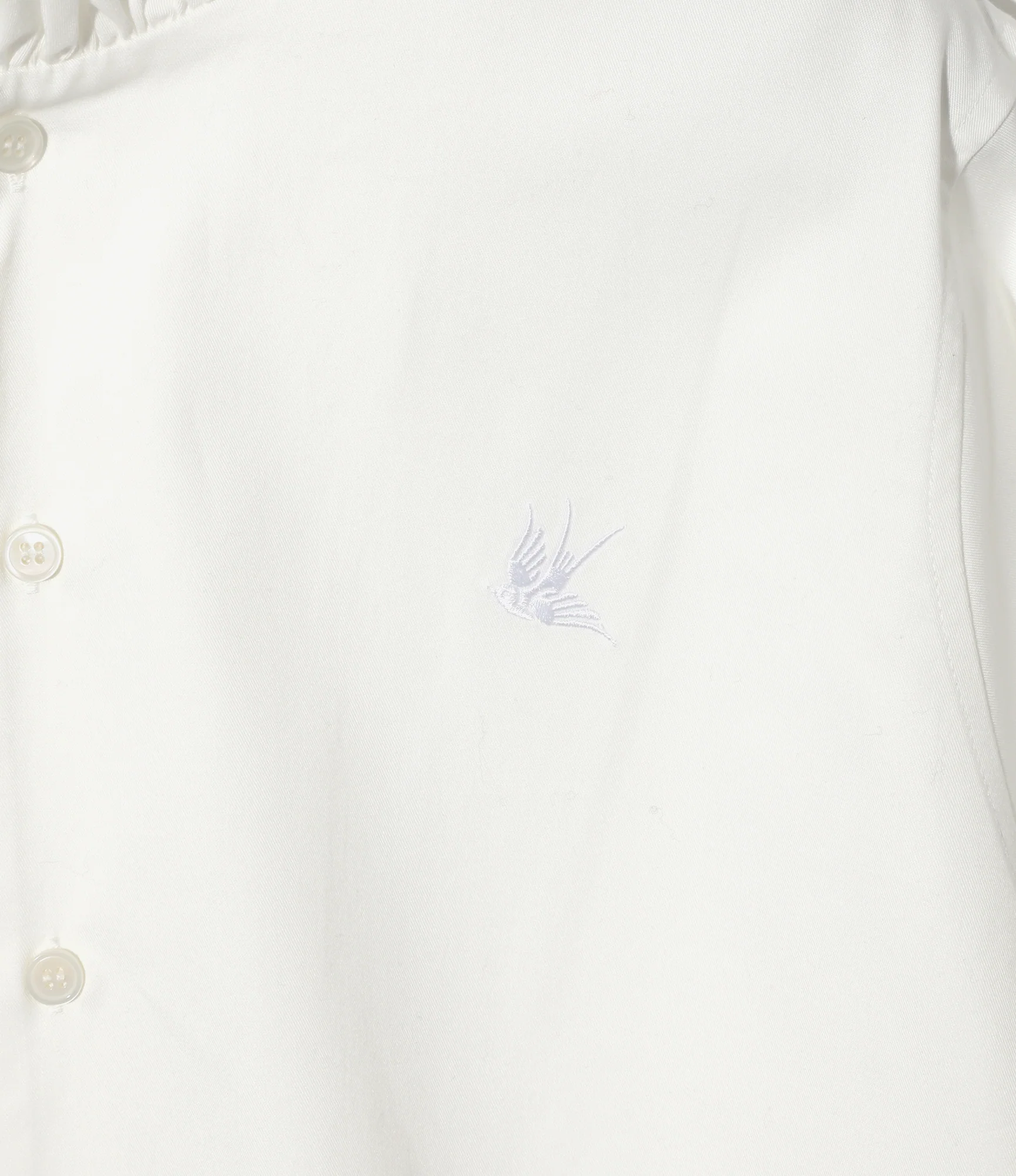 Frill Stand Collar Shirt - White