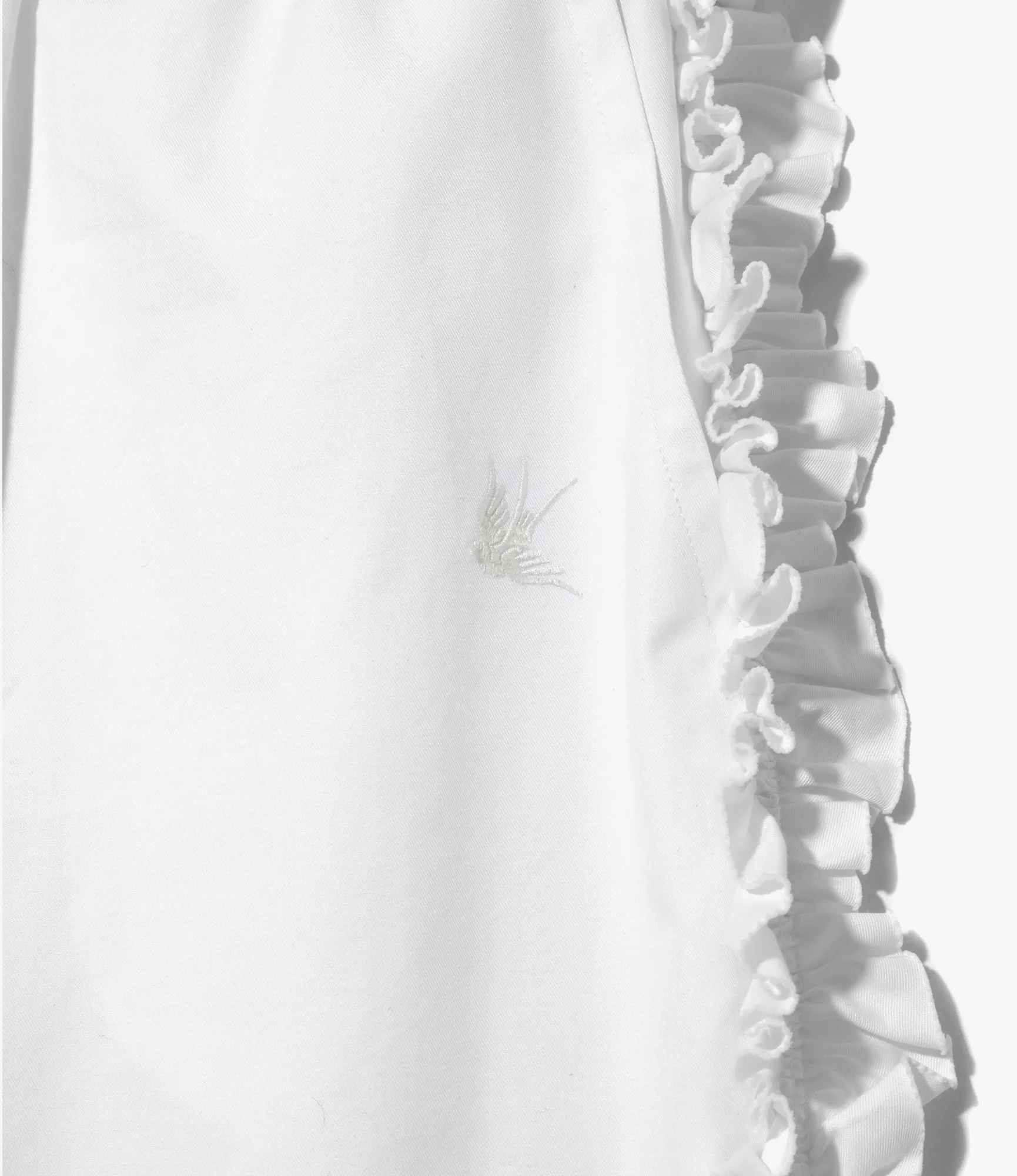 Frill Side Pants - White