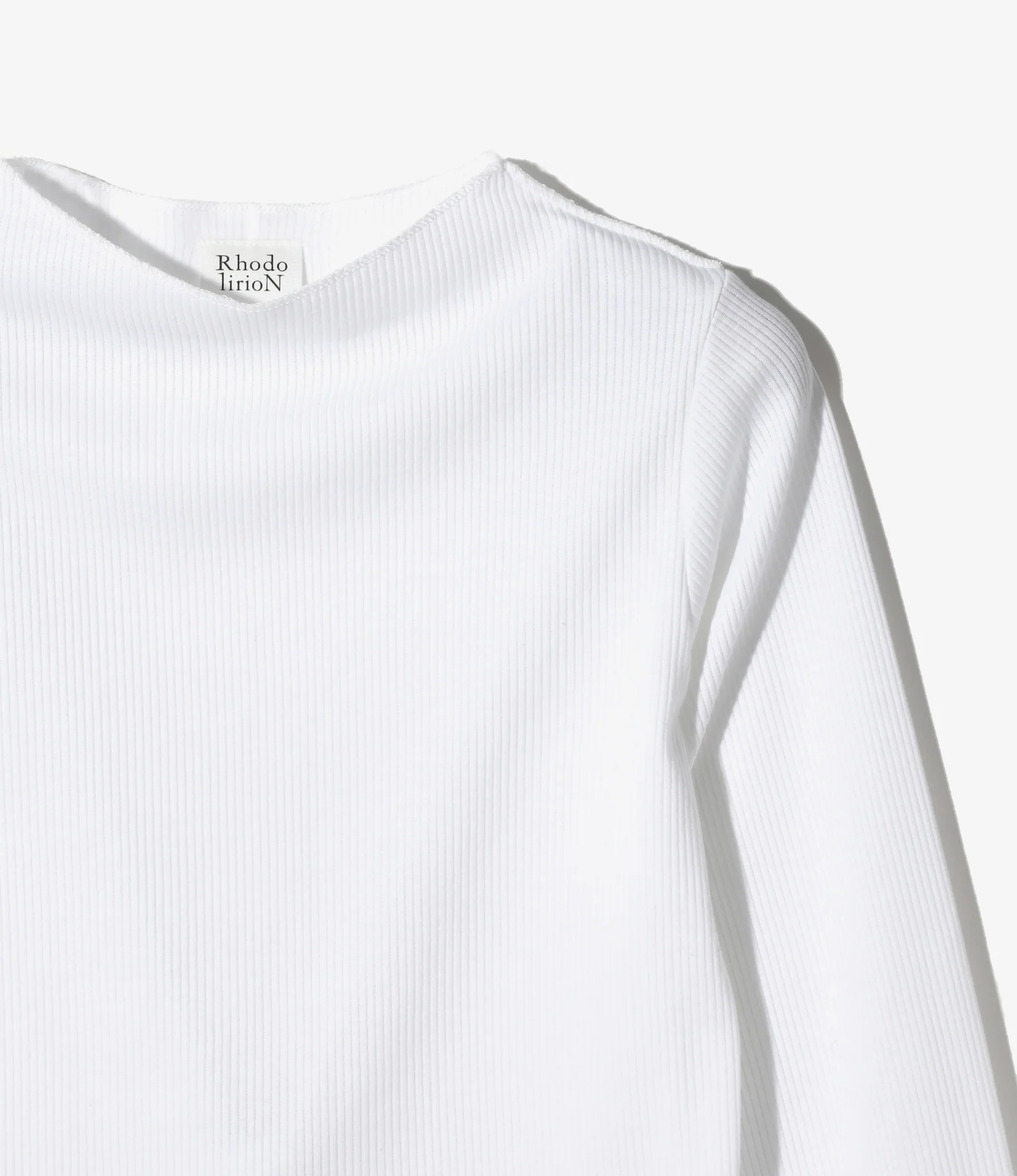Ribbed Lace Cuff Pullover Tee - White