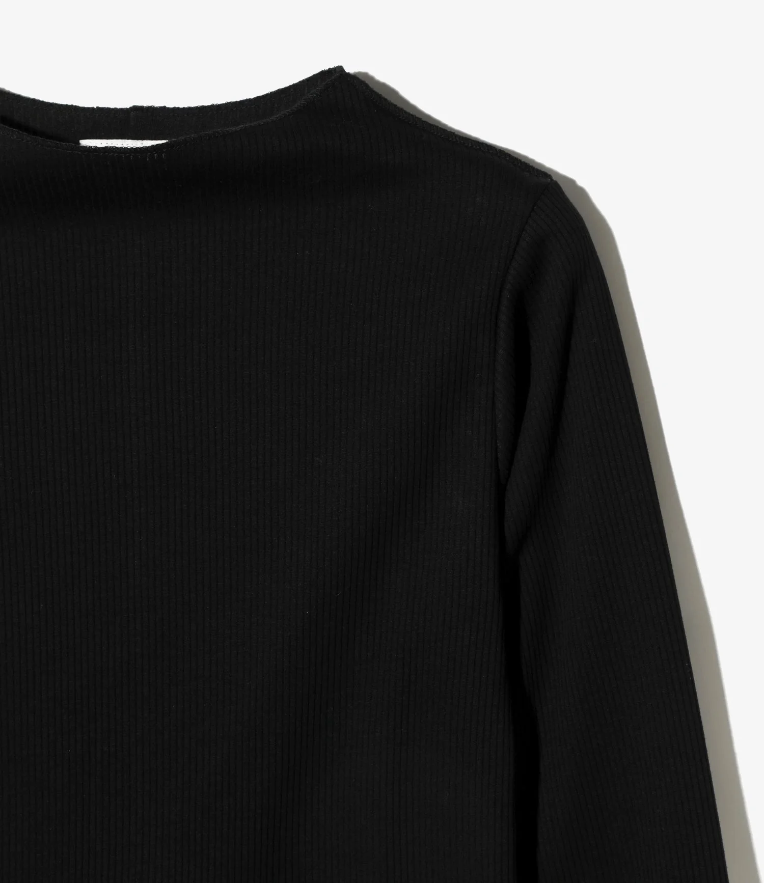 Ribbed Lace Cuff Pullover Tee - Black