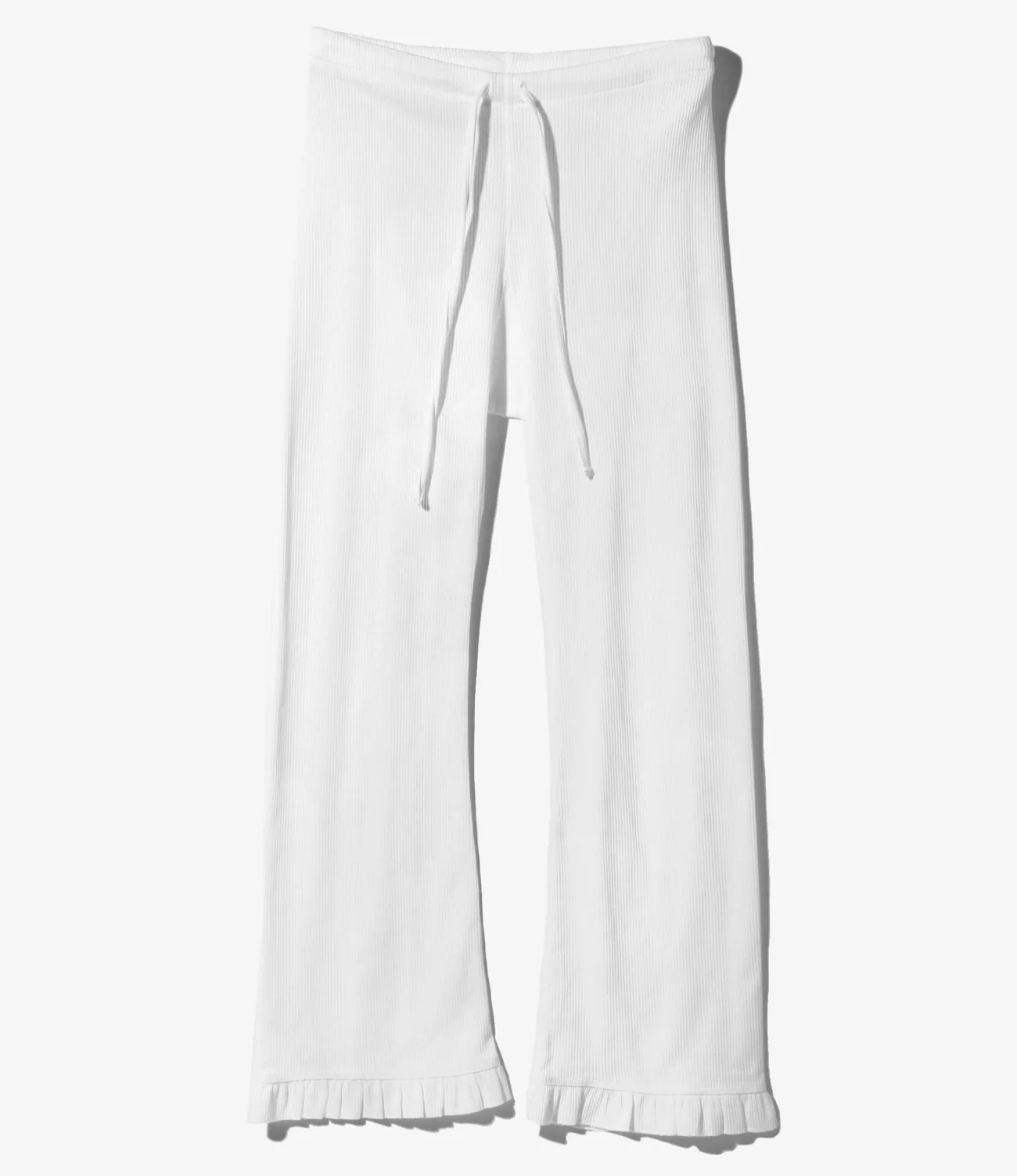 Ribbed Frill Pants - White