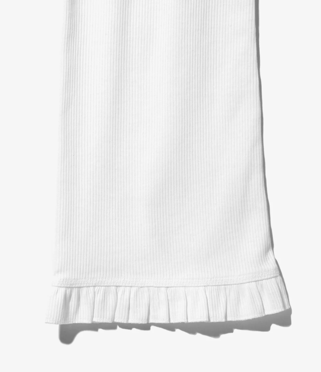 Ribbed Frill Pants - White