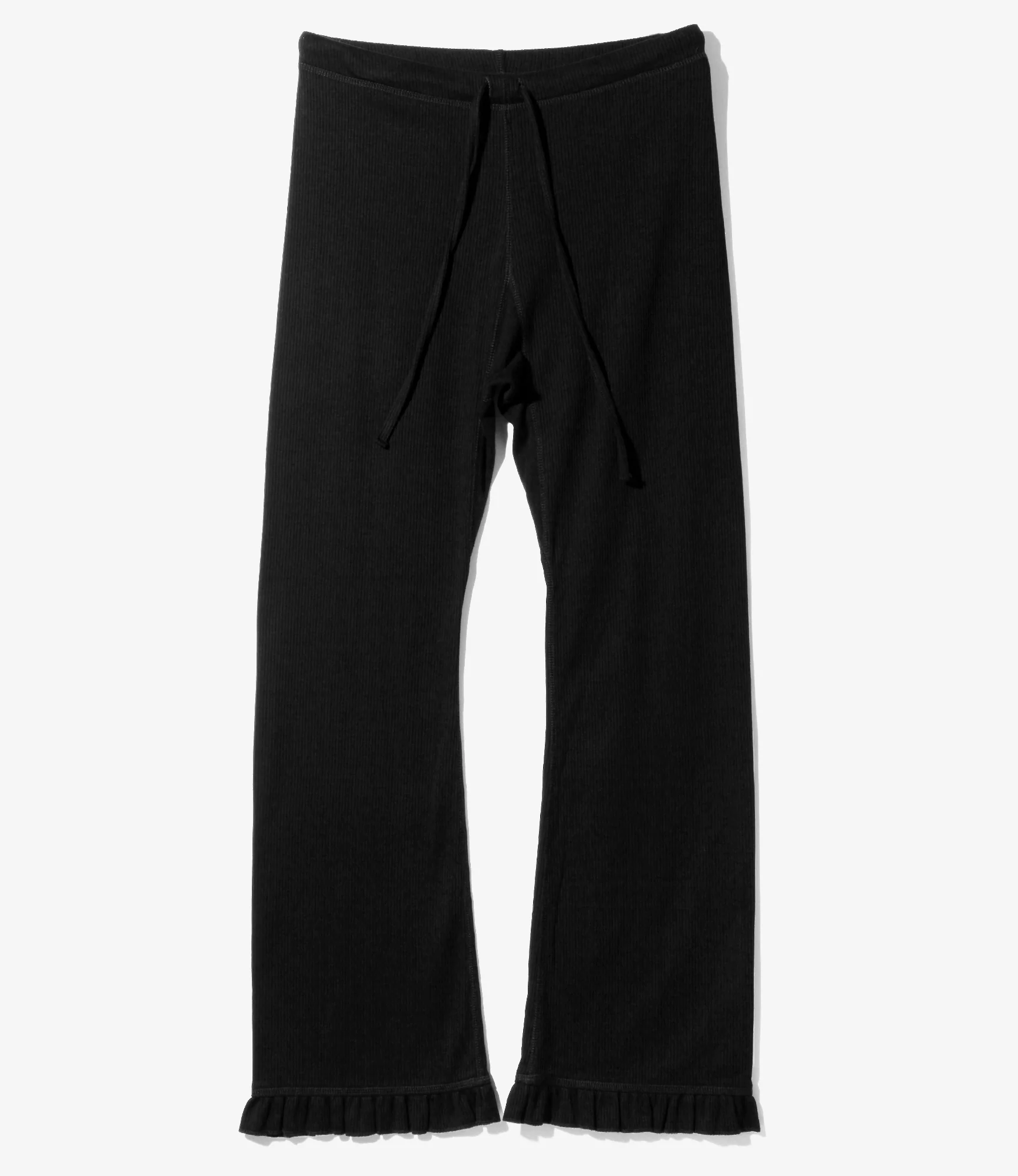 Ribbed Frill Pants - Black