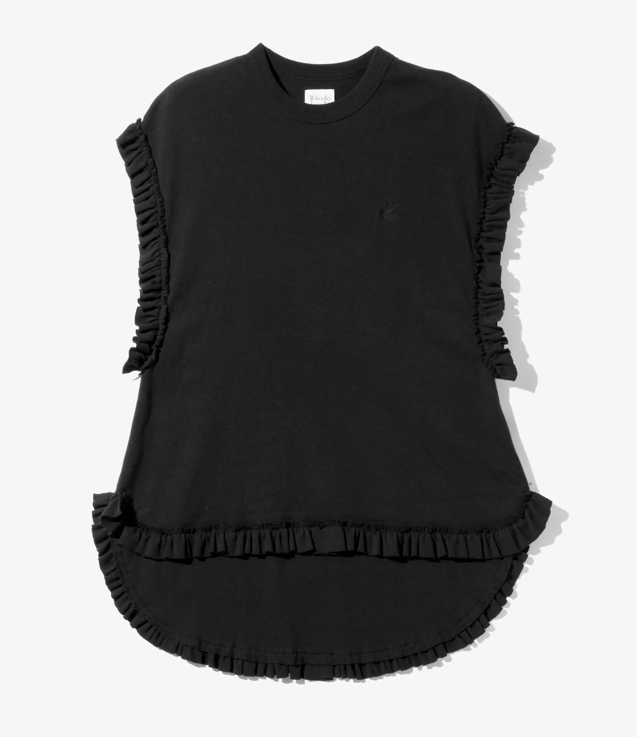 Frill Tail Sleeveless Tee - Black