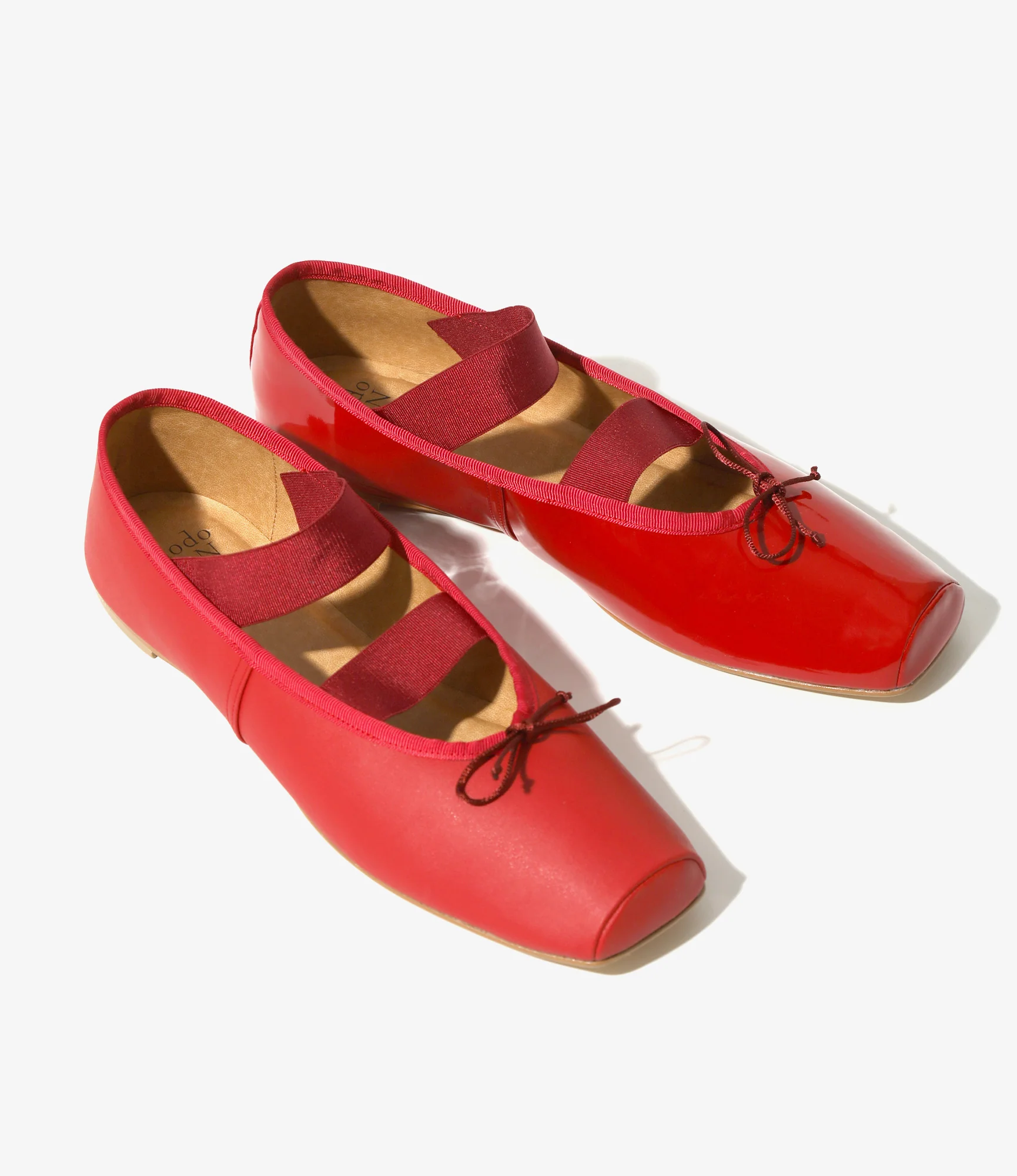 Material Combination Ballet Shoes - Red