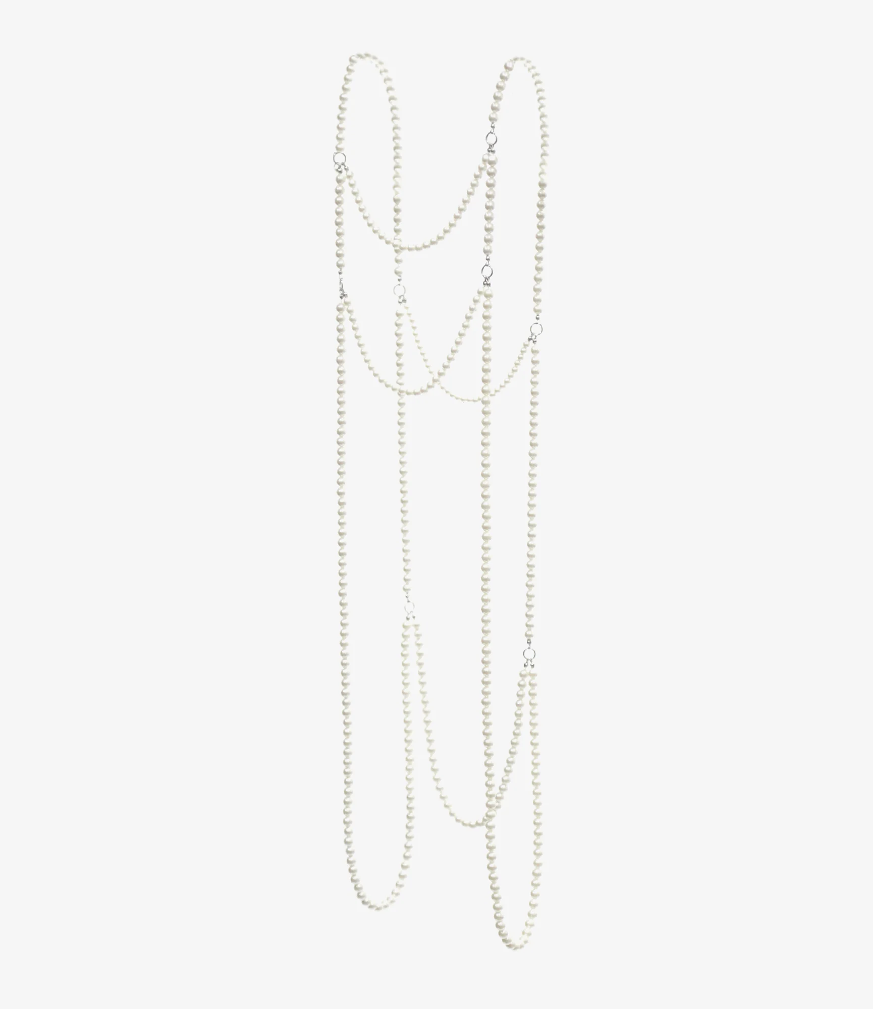 Harness Necklace - Natural - White Beads