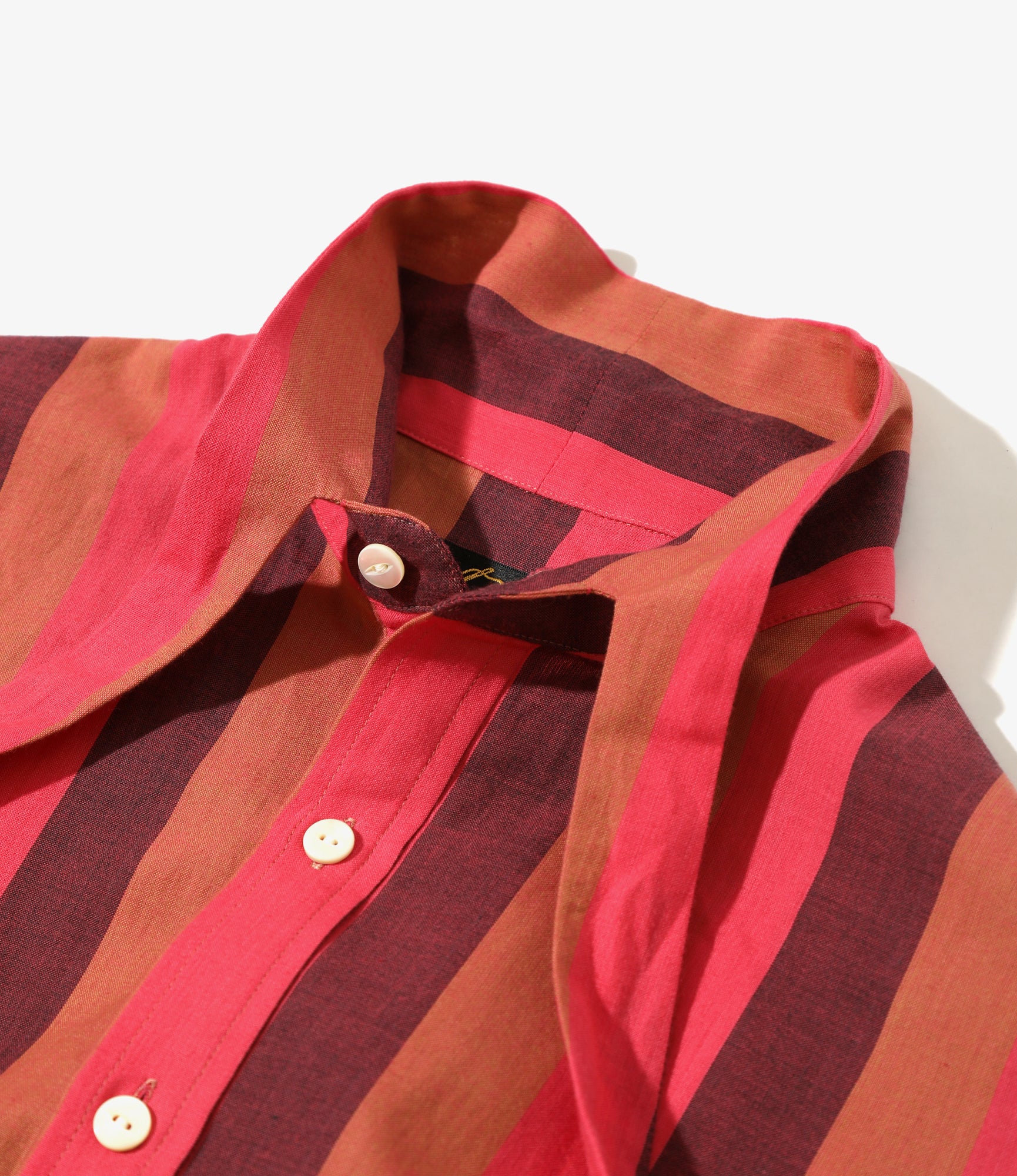 Ascot Collar Dress - Red - Cotton Lawn Stripe